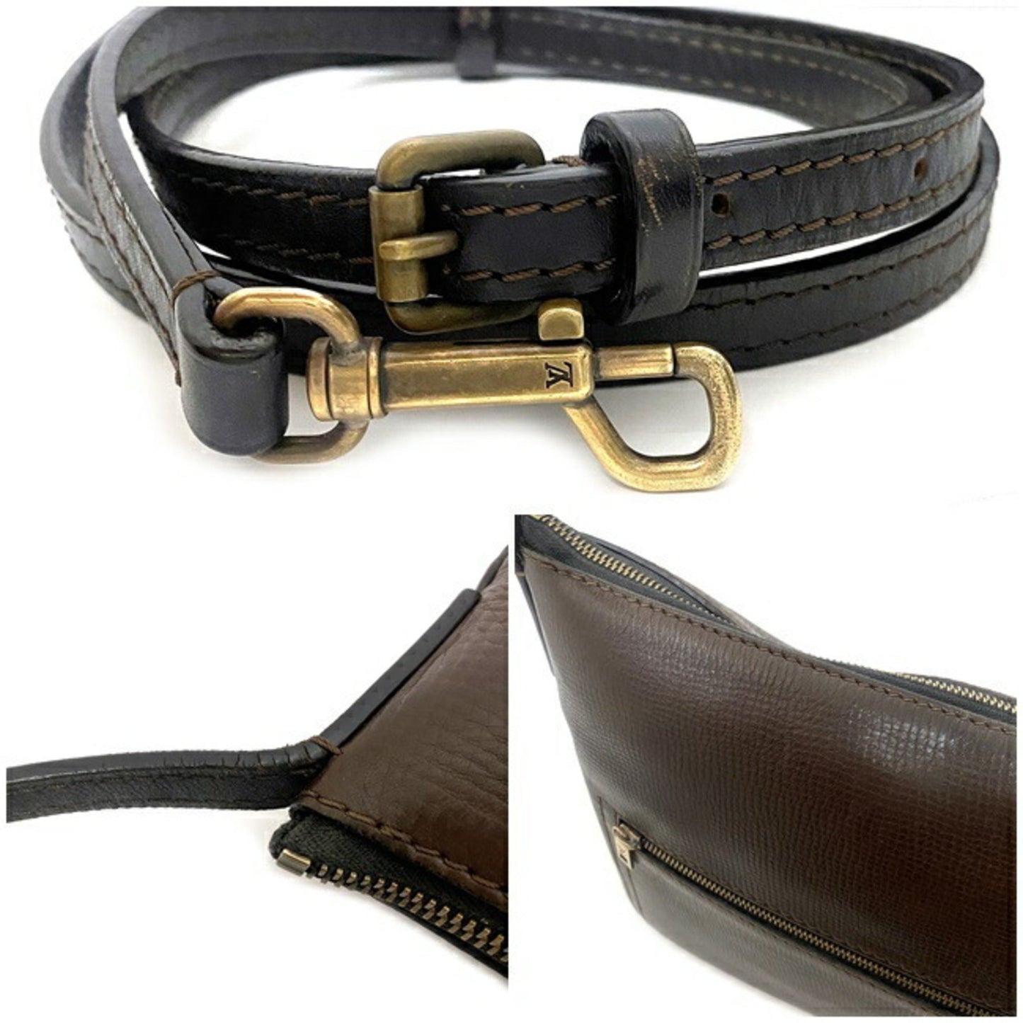 Louis Vuitton Utah Brown Coffee Leather Shoulder Bag