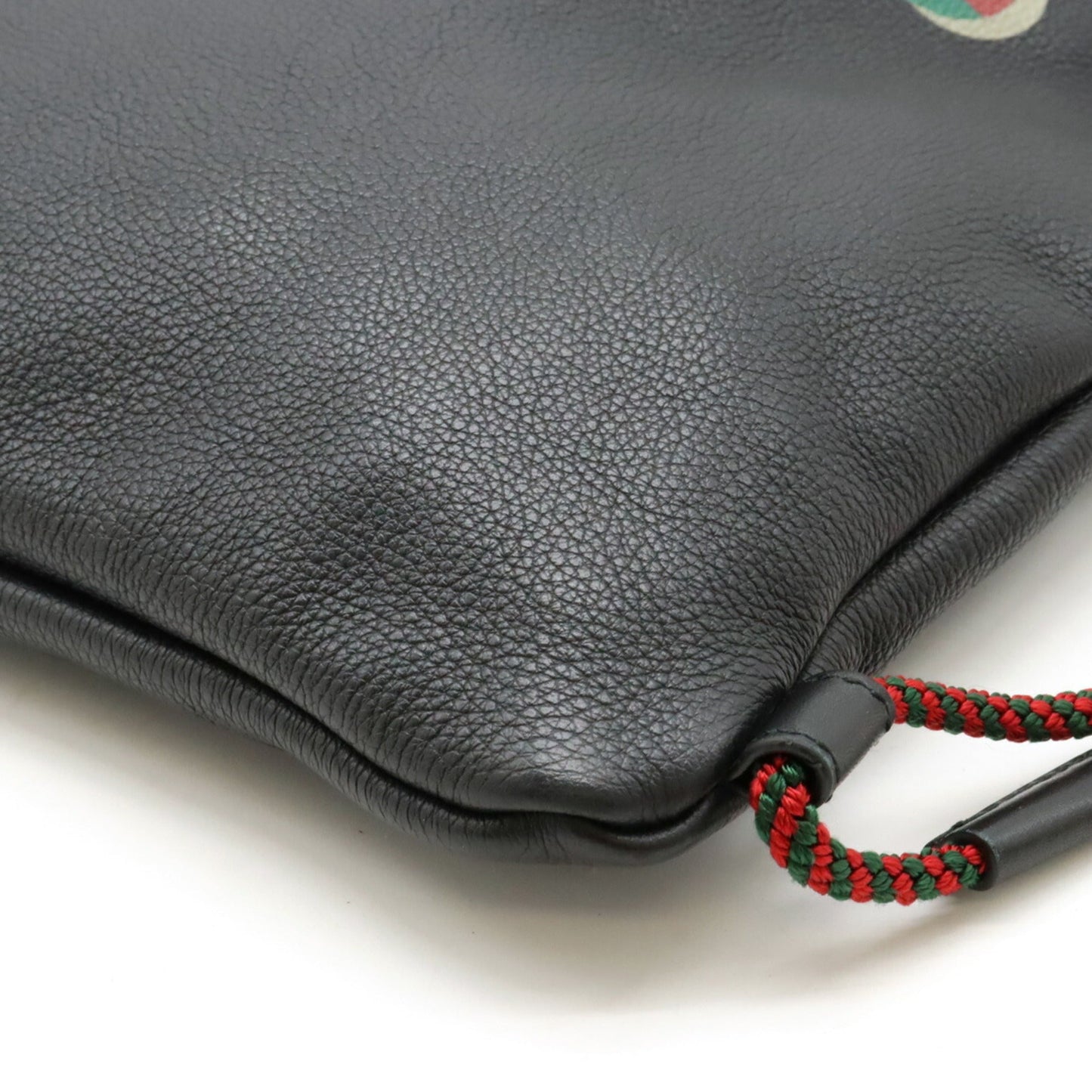 Gucci Black Green Red Color Leather Backpack Pouch Tote Bag
