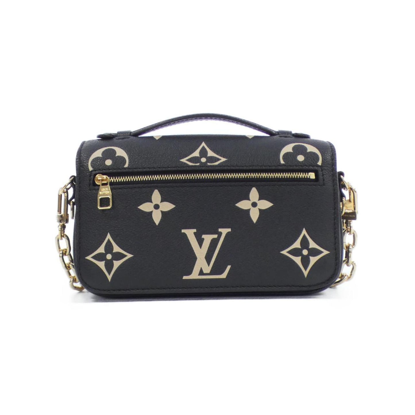 Louis Vuitton Beige Black Leather Pochette Shoulder Bag