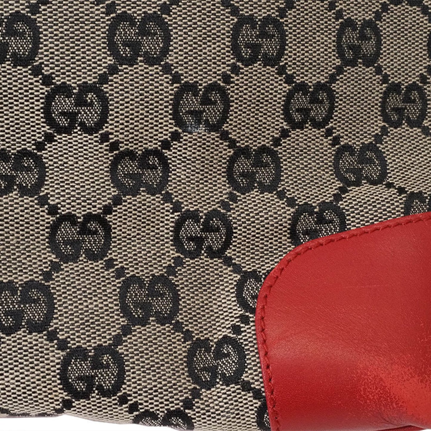 Gucci Gg Canvas Beige Red Color Canvas Leather Handbag Tote Bag