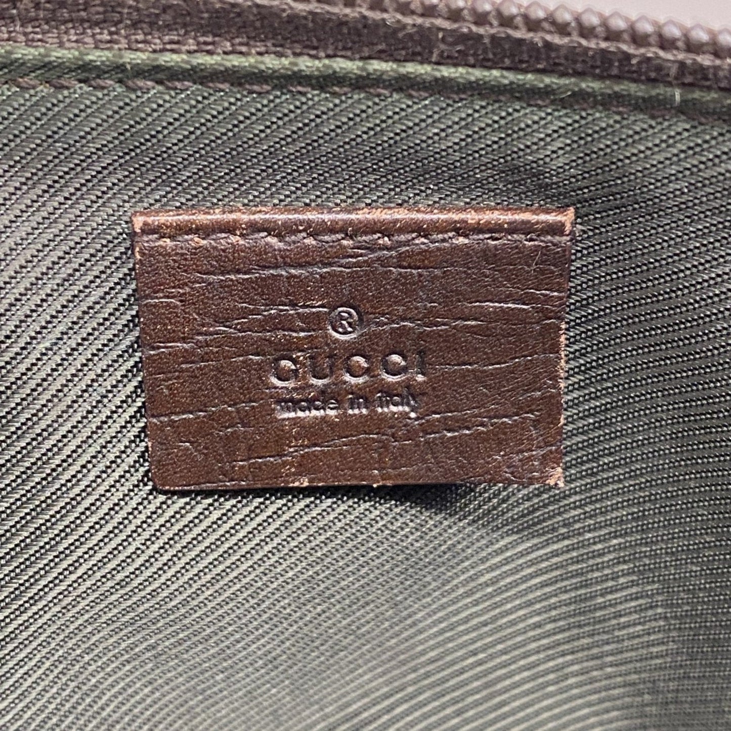 Gucci Brown Canvas Leather Pouch