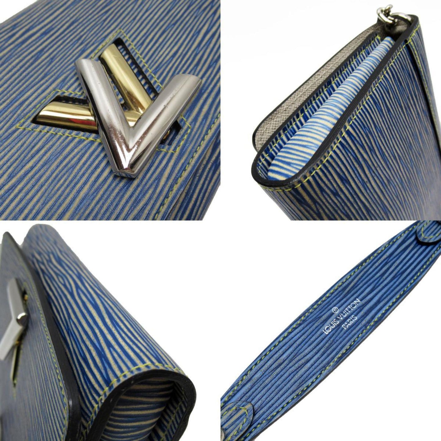 Louis Vuitton Blue Epi Leather Chain/Shoulder Wallet