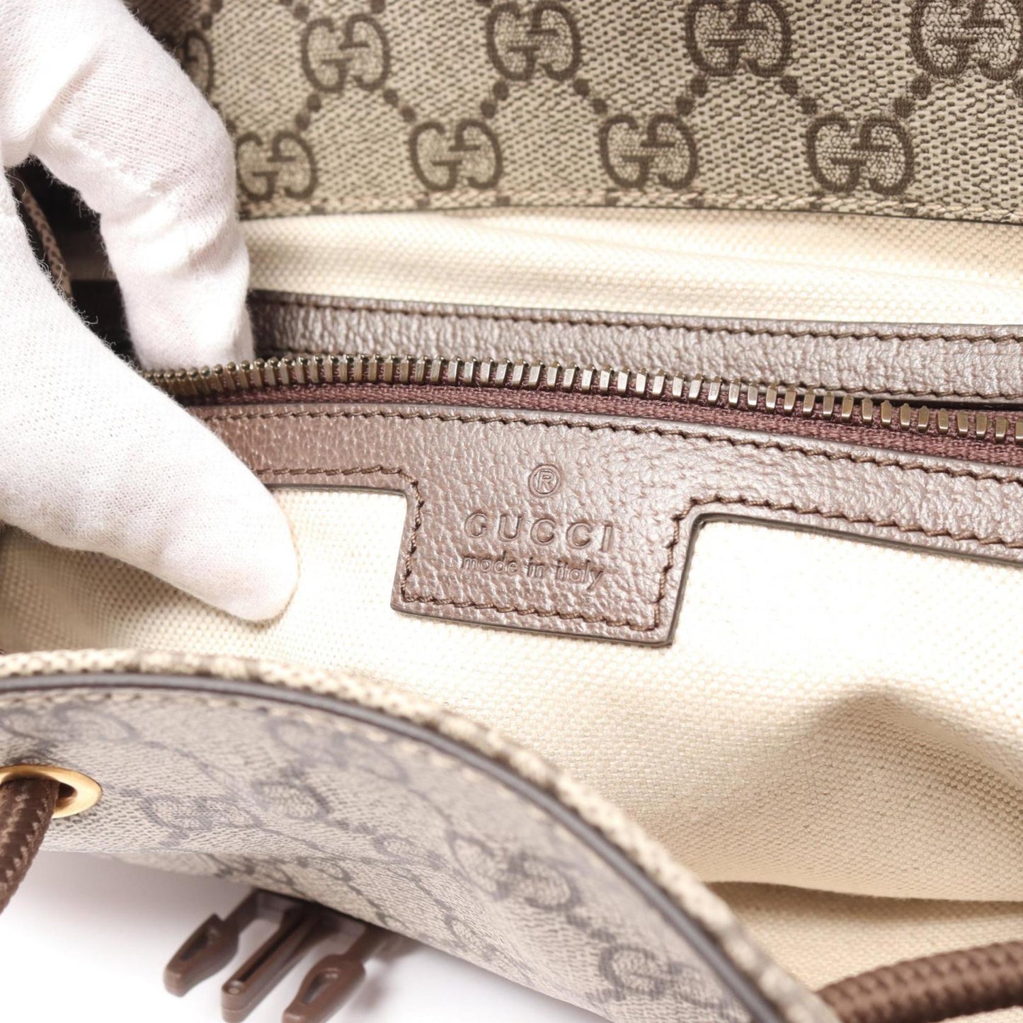 Gucci Beige Brown Multi-Color Pvc Coated Canvas Leather Backpack