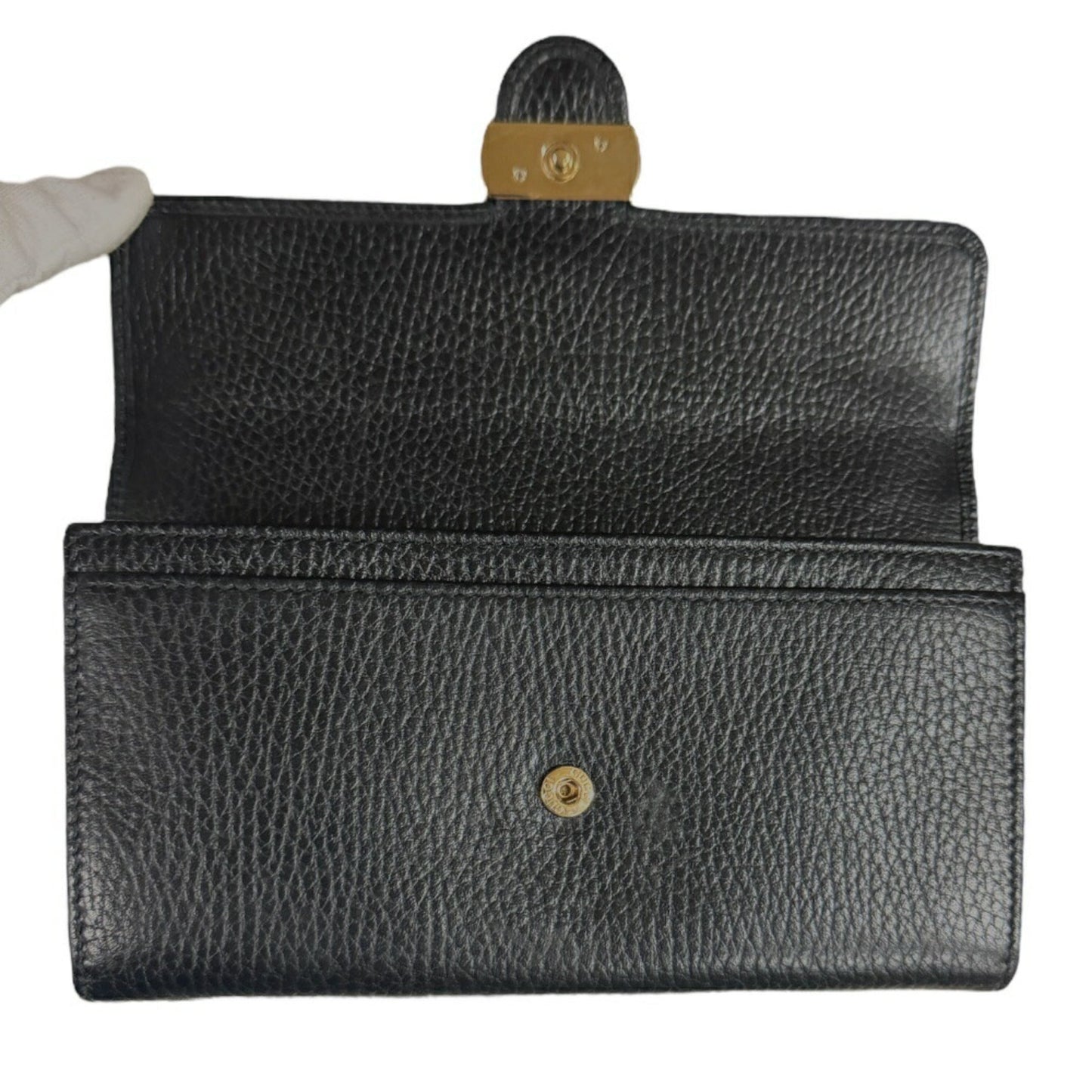 Gucci Black Leather Long Wallet (Bi-Fold)