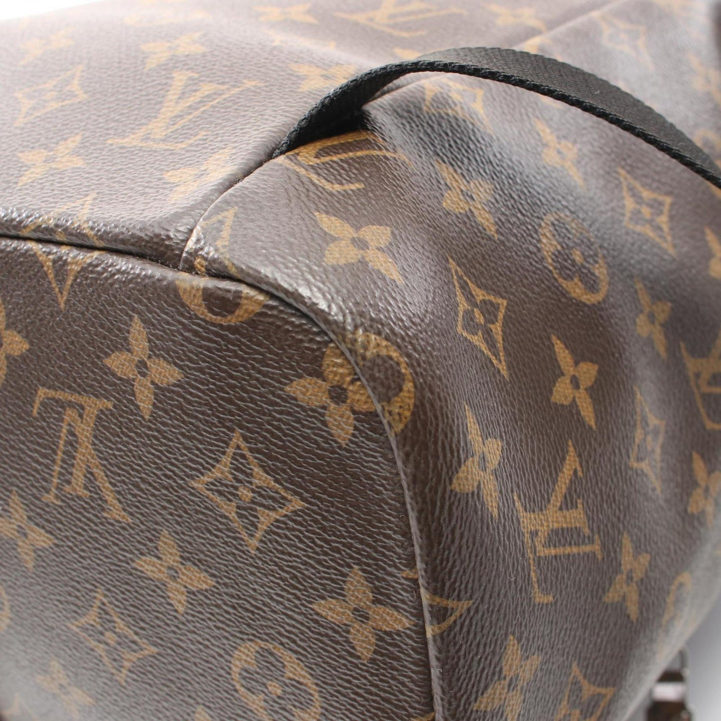 Louis Vuitton Black Brown Coated Canvas Leather Backpack