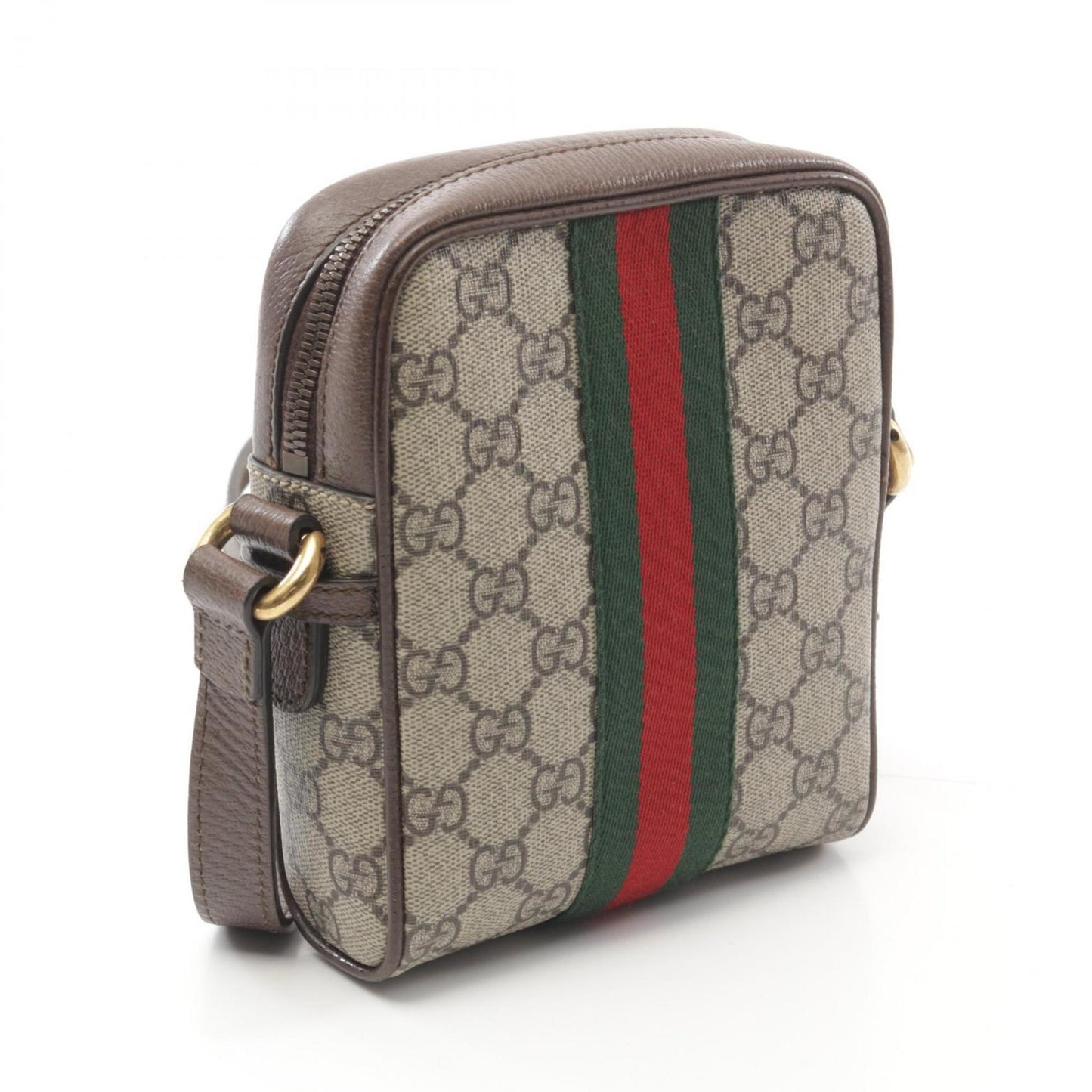Gucci Beige Brown Coated Canvas Leather Shoulder Bag