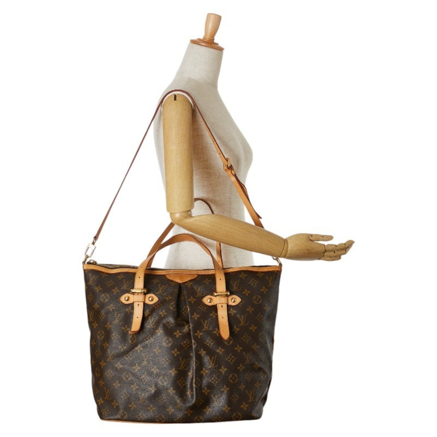 Louis Vuitton Brown Pvc Leather Shoulder Bag Tote Bag