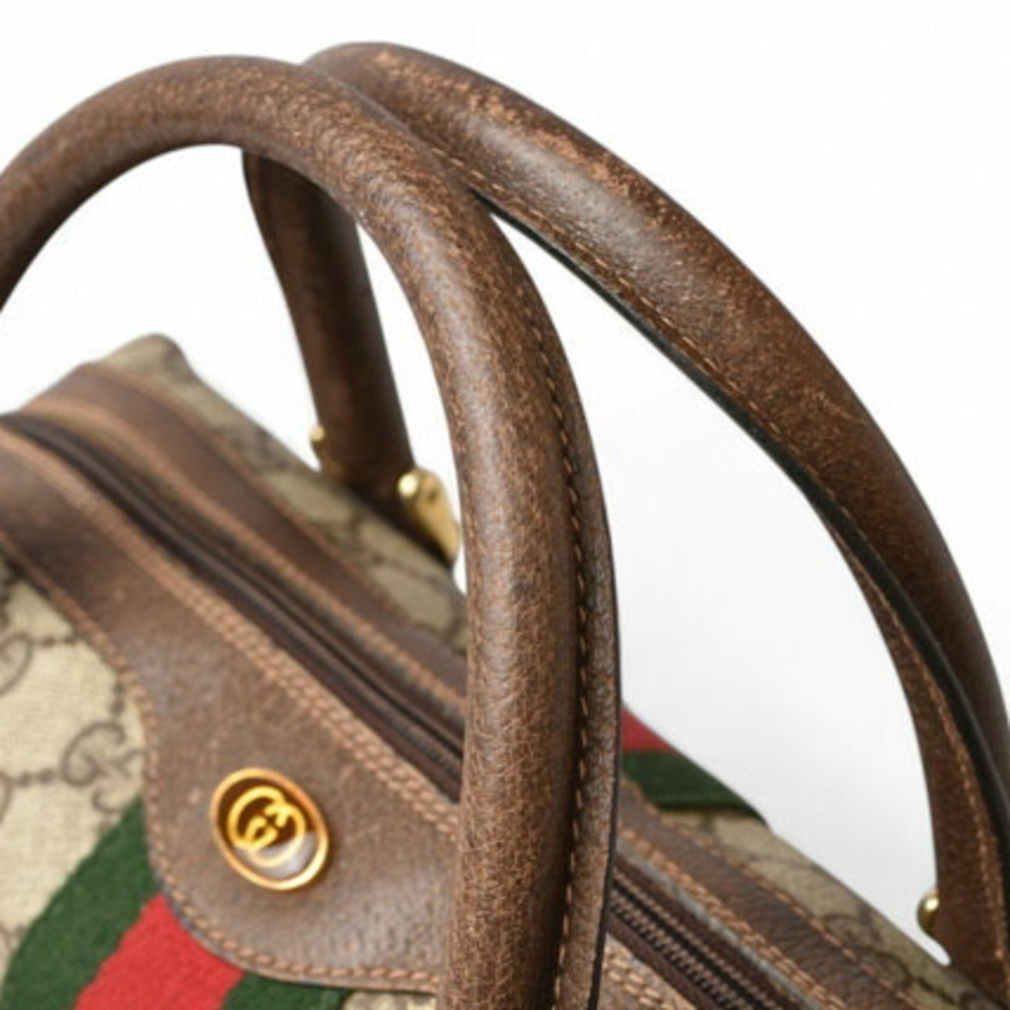 Gucci Beige Brown Pvc Leather Boston Bag Shoulder Bag