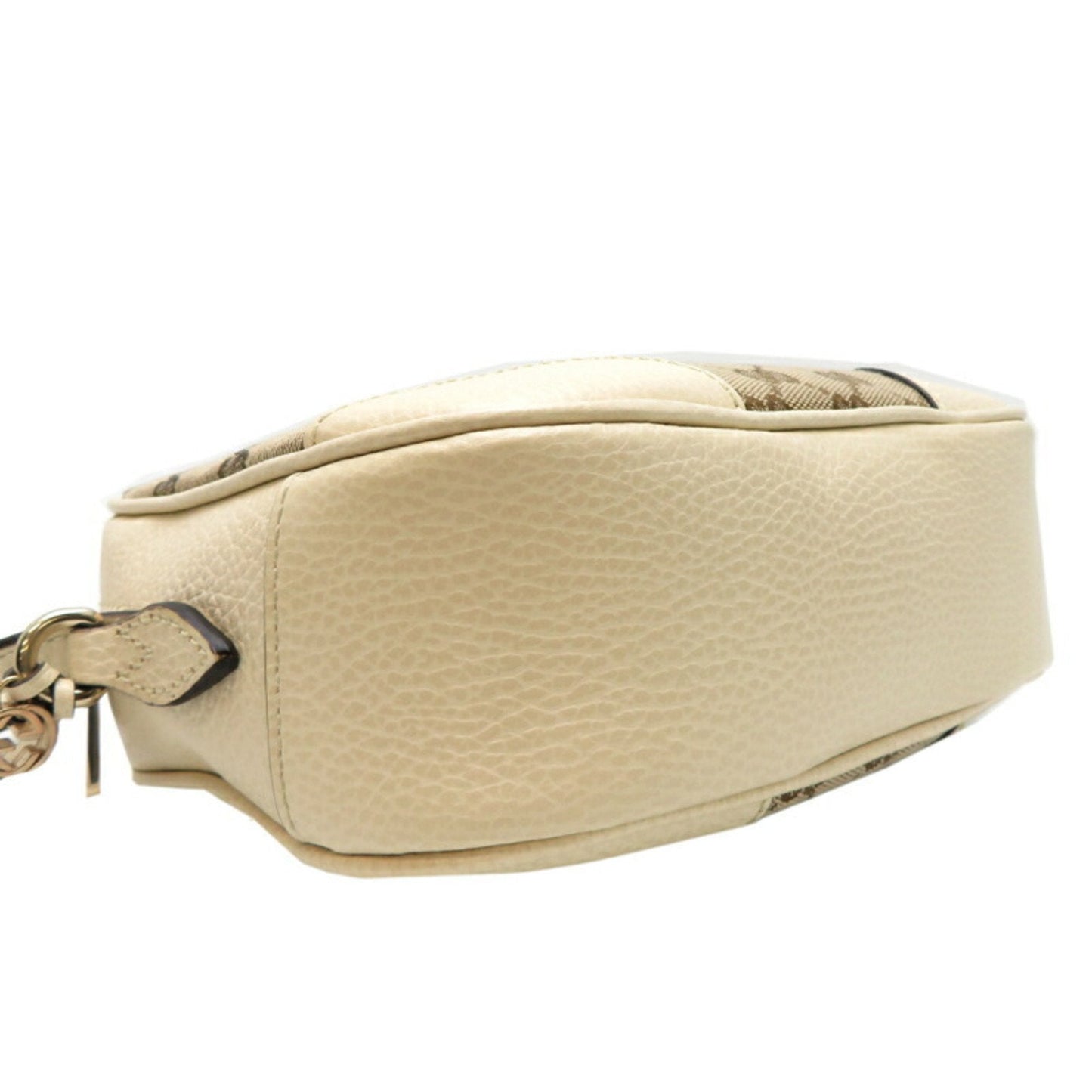 Gucci Beige White Leather Gg Canvas Shoulder Bag
