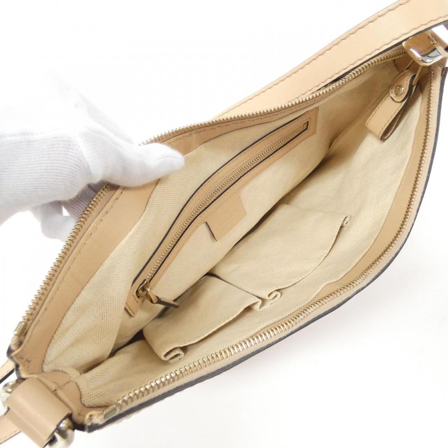 Gucci Beige Pink Gg Canvas Leather Shoulder Bag