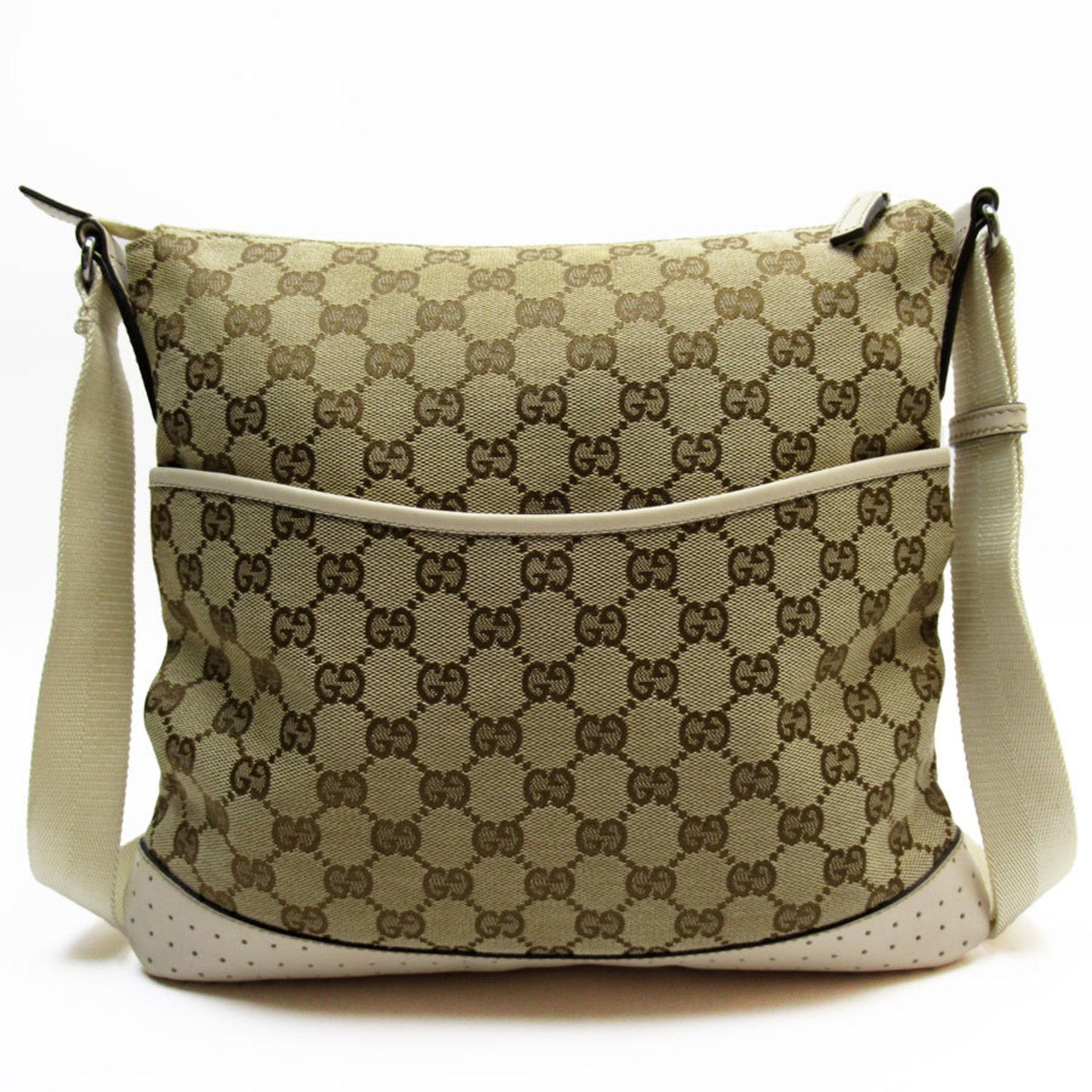 Gucci Beige Off-White Canvas Shoulder Bag ()