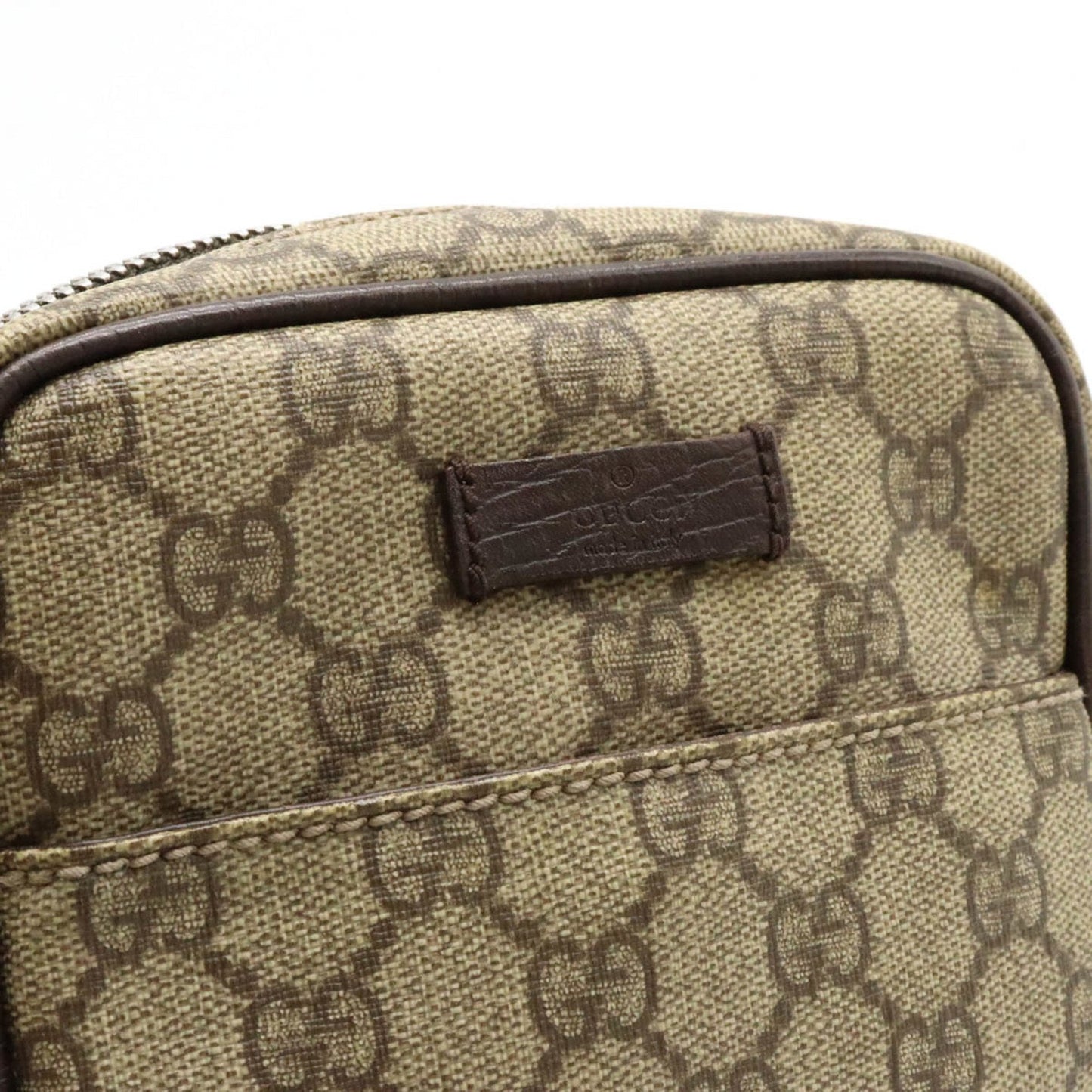 Gucci Beige Dark Brown Khaki Pvc Leather Pochette Shoulder Bag