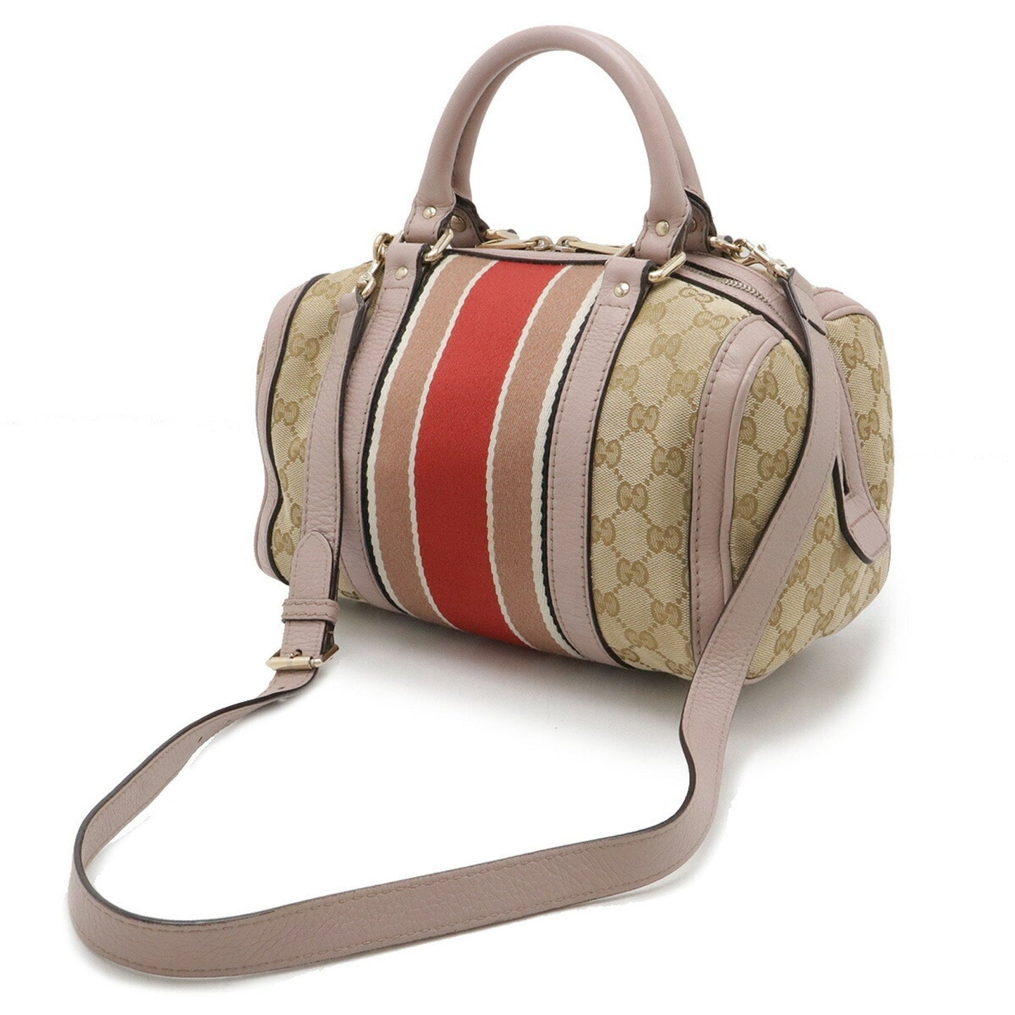 Gucci Gg Canvas Beige Light Purple Multi-Color Gg Canvas Leather Handbag Shoulder Bag