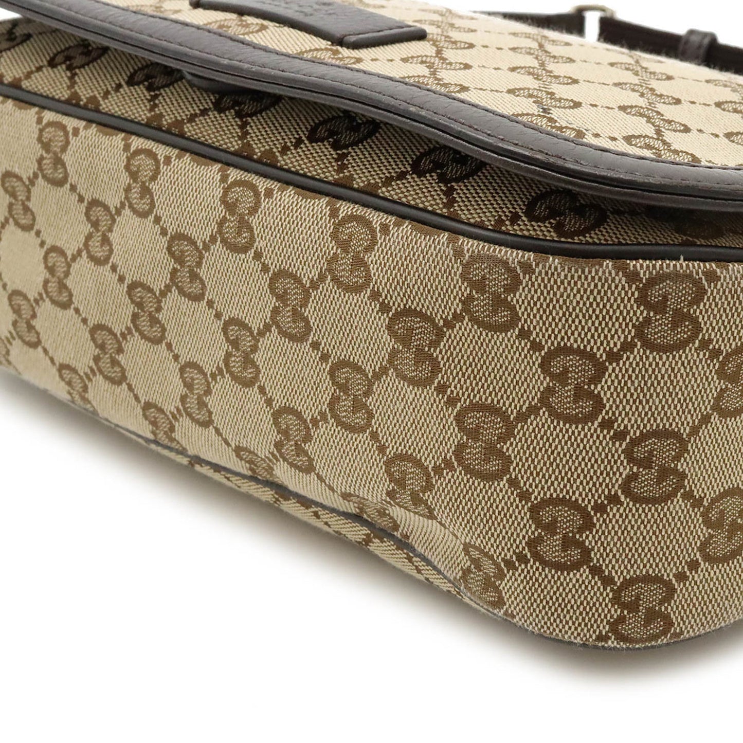 Gucci Dark Brown Canvas Leather Shoulder Bag