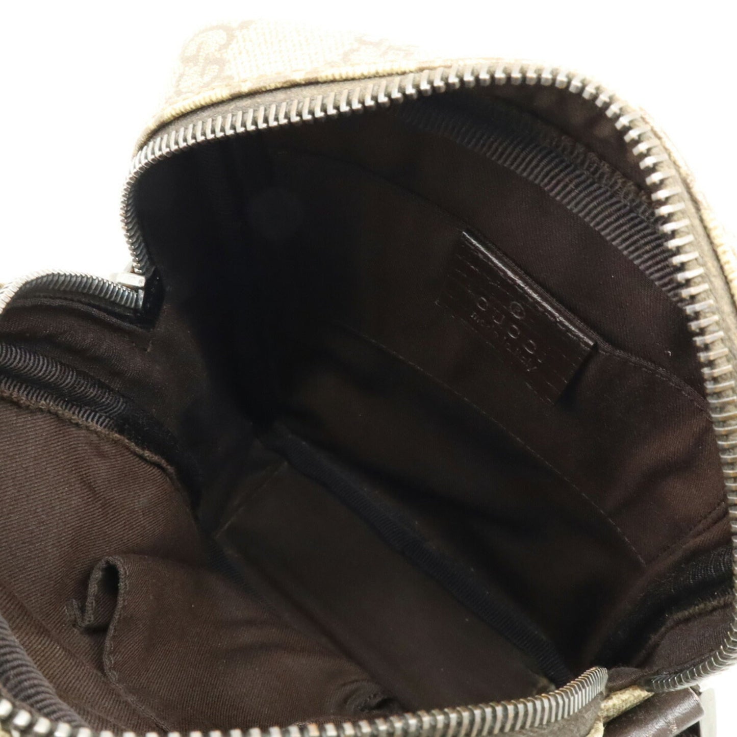 Gucci Beige Dark Brown Khaki Pvc Leather Pochette Shoulder Bag