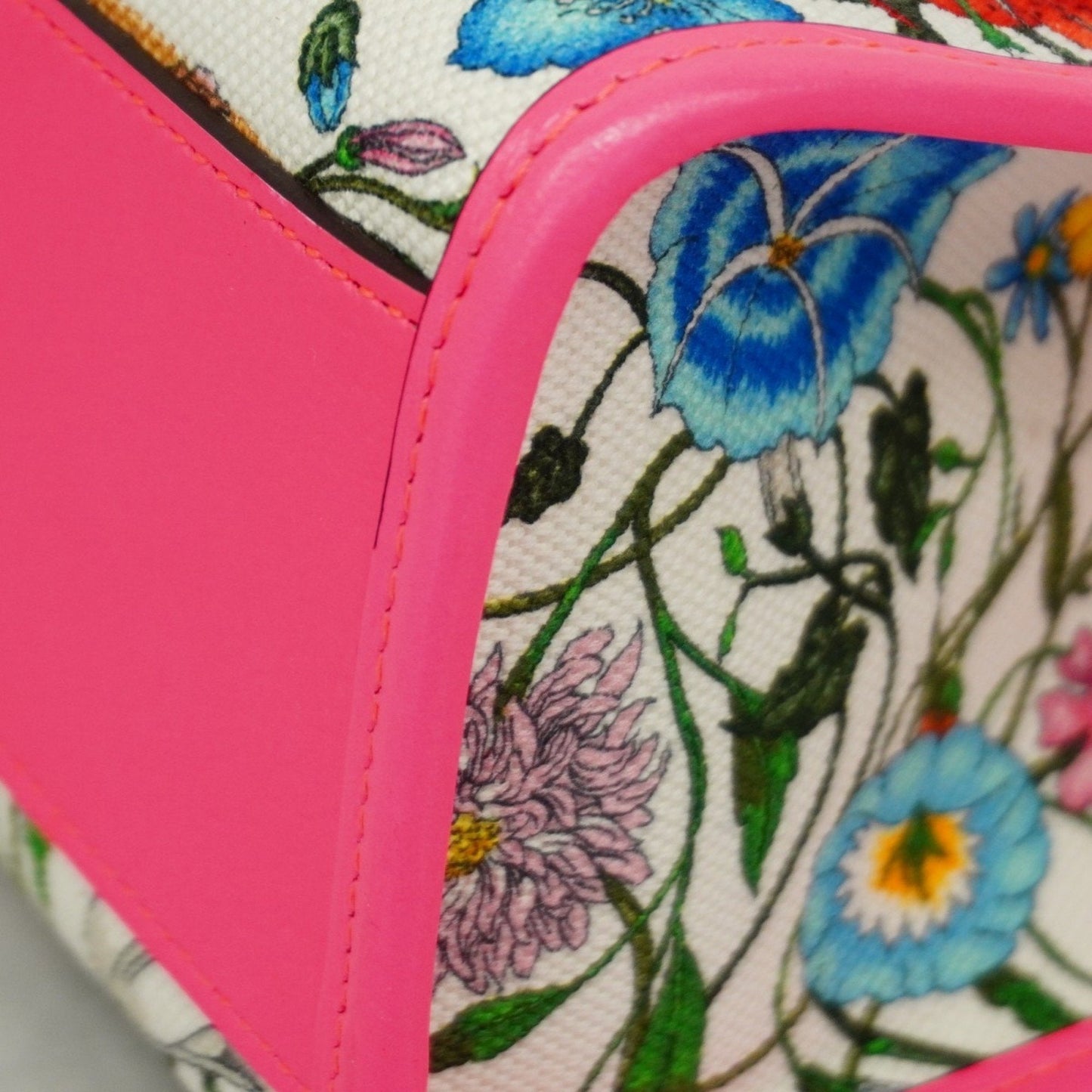 Gucci Pink White Canvas Leather Tote Bag