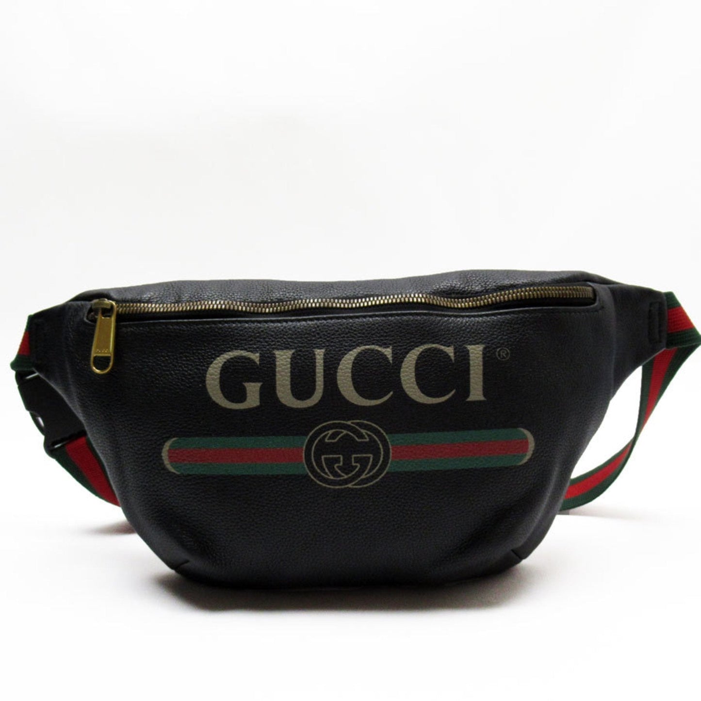Gucci Black Green Red Color Leather Cotton Fanny Pack Sling Bag ()