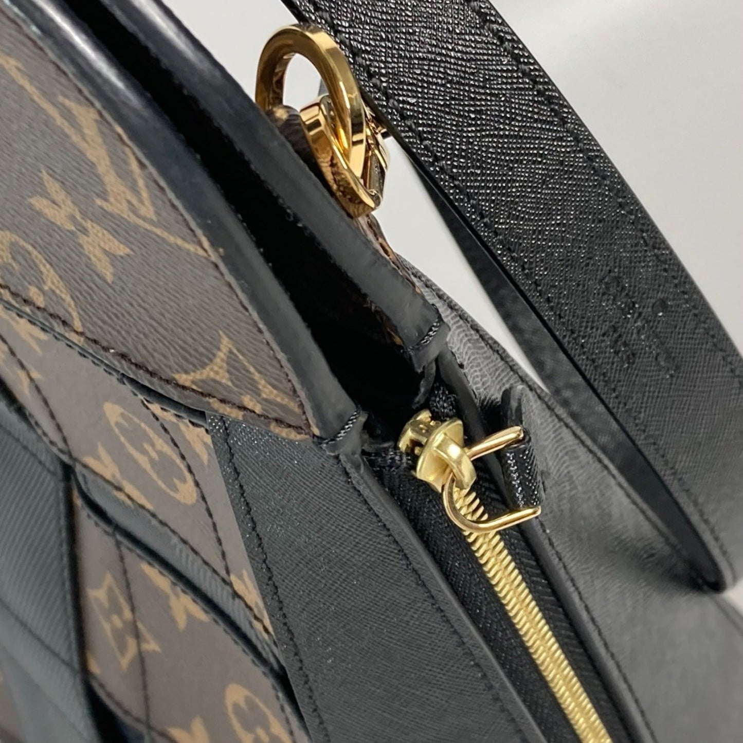 Louis Vuitton Black Brown Monogram Shoulder Bag Tote Bag