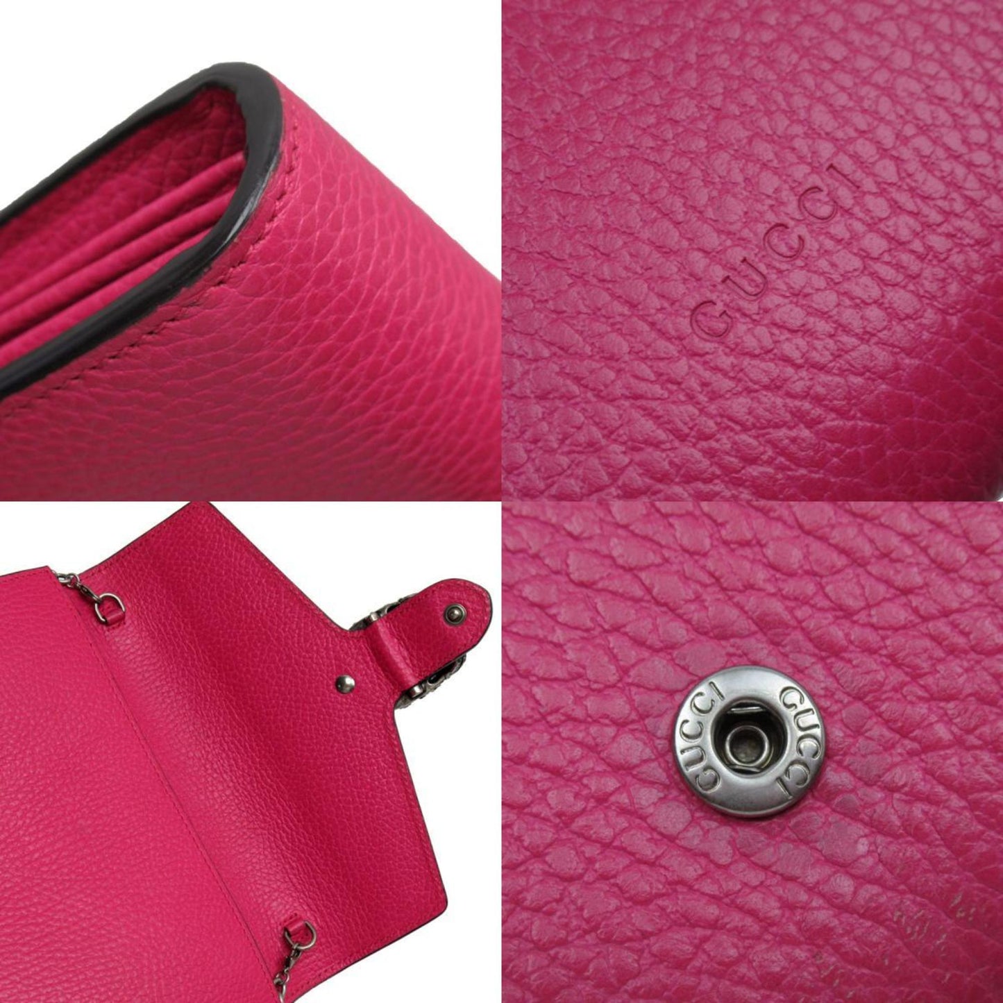Gucci Pink Leather Chain/Shoulder Wallet