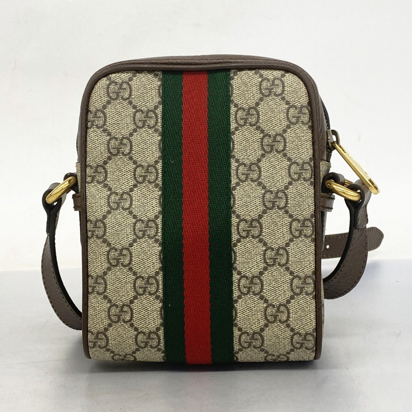 Gucci Brown Green Red Color Pvc Leather Shoulder Bag