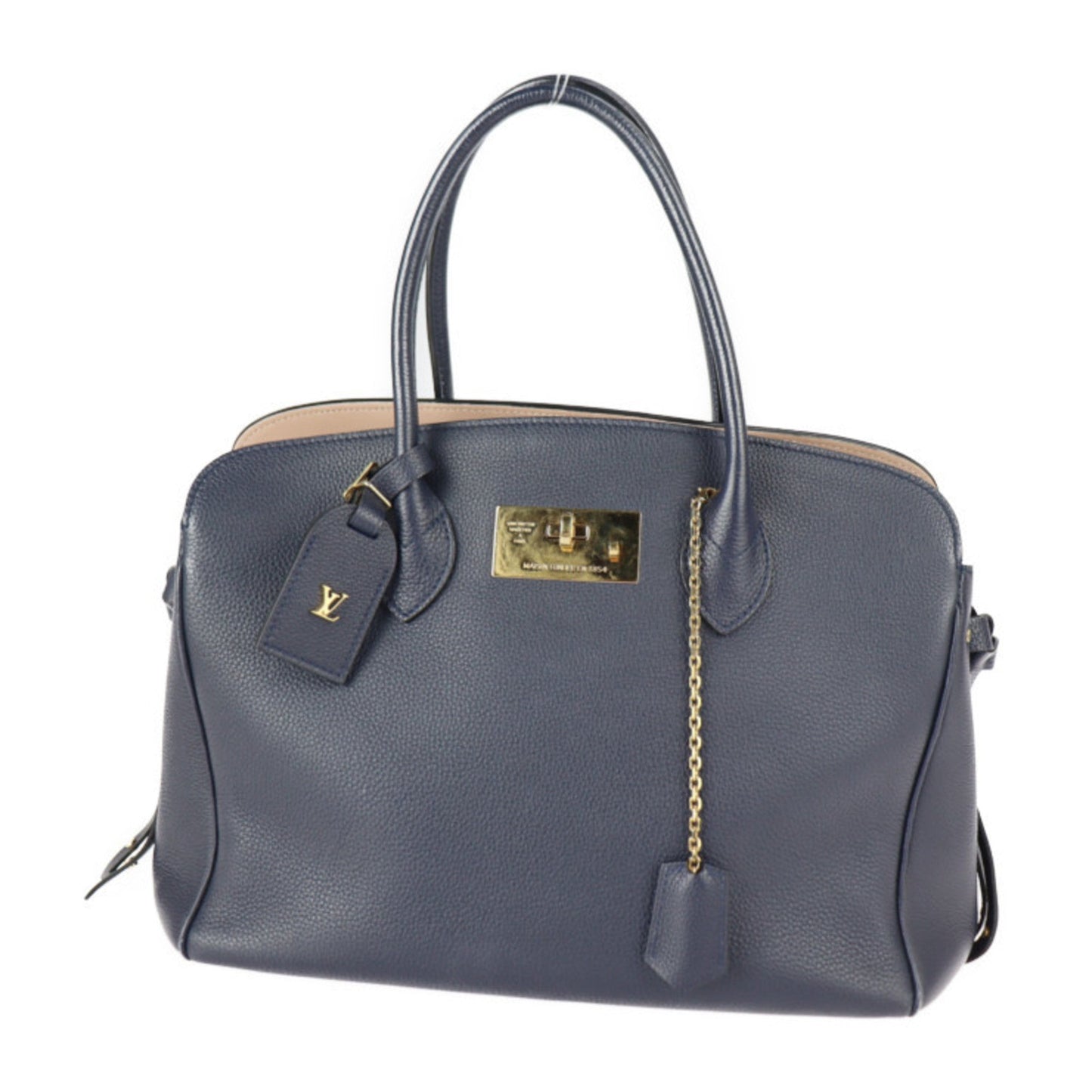Louis Vuitton Navy Blue Leather Handbag Shoulder Bag