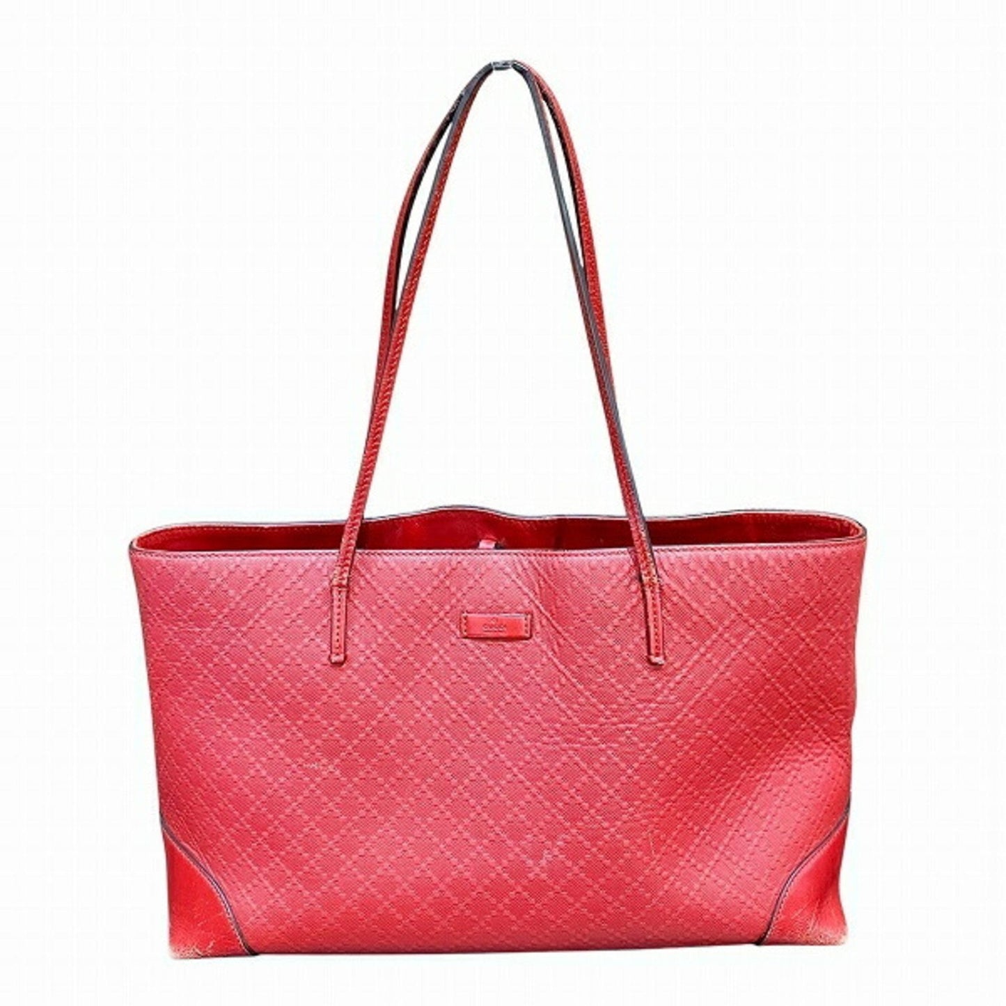 Gucci Diamante Red Color Leather Handbag Tote Bag ()
