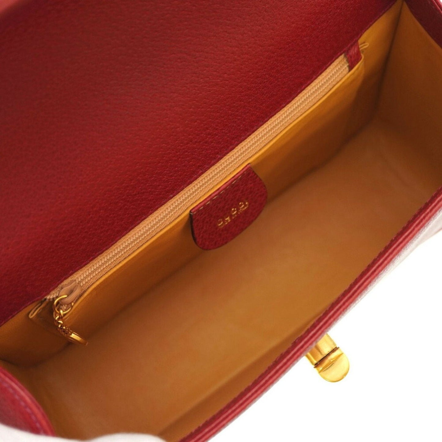 Gucci Bamboo Red Color Leather Handbag