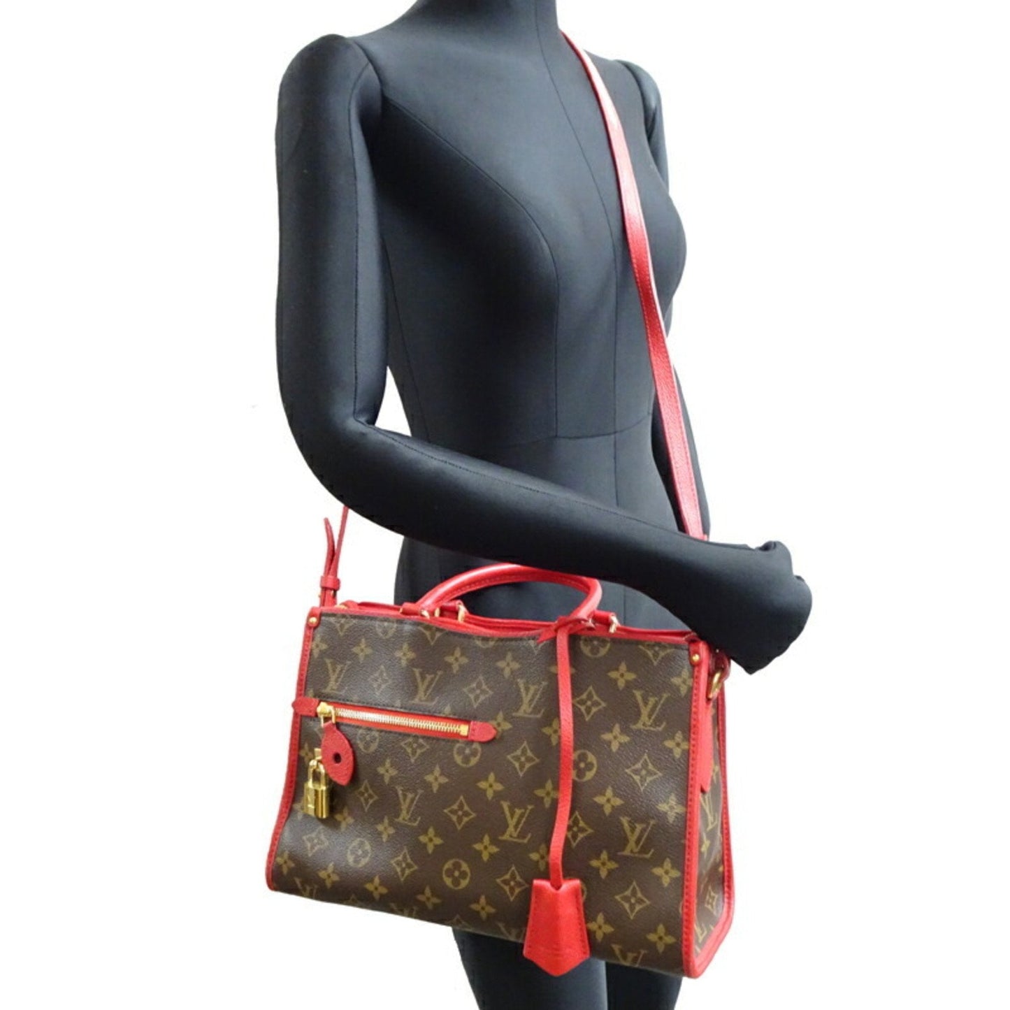 Louis Vuitton Brown Cerise Red Color Monogram Shoulder Bag