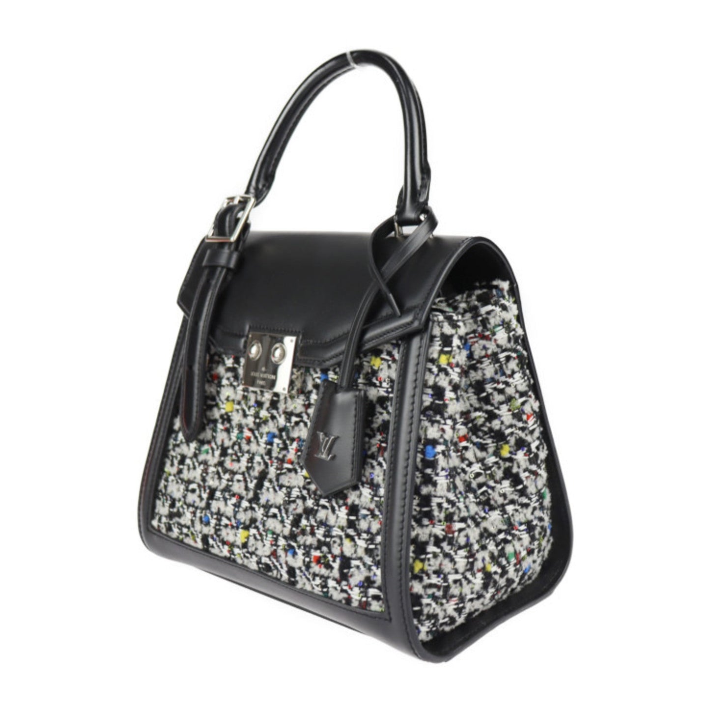Louis Vuitton Black Multi-Color Leather Tweed Handbag Shoulder Bag
