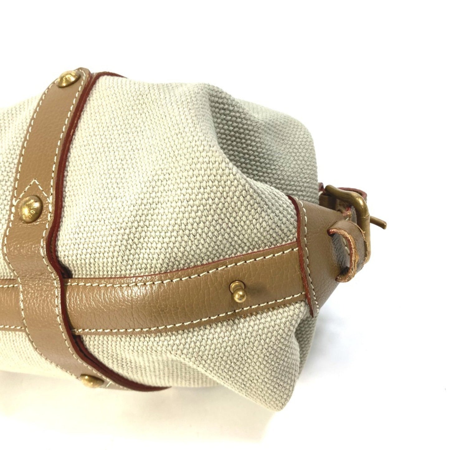 Louis Vuitton Beige Canvas Leather Handbag Shoulder Bag
