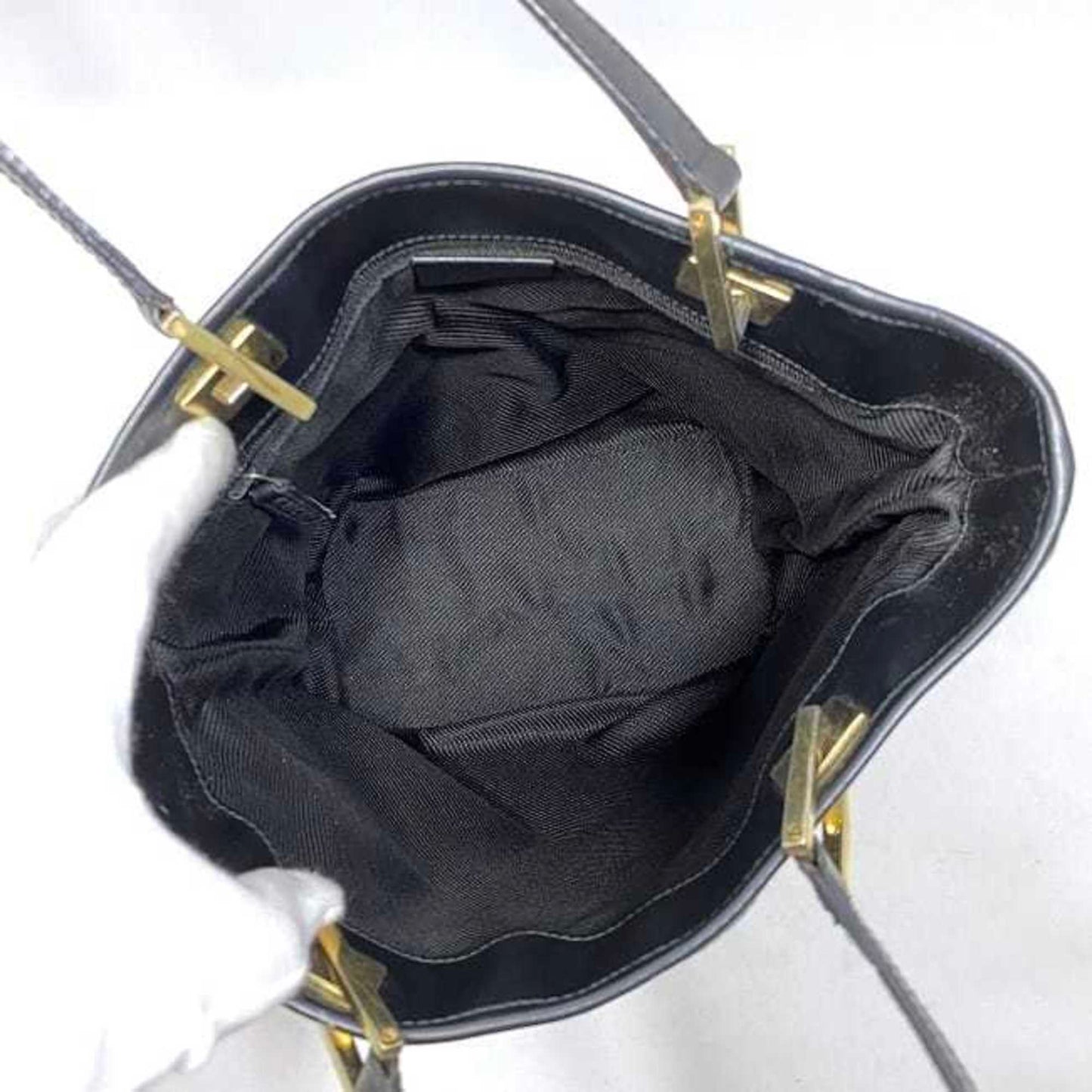 Gucci Black Gold Canvas Leather Handbag Tote Bag