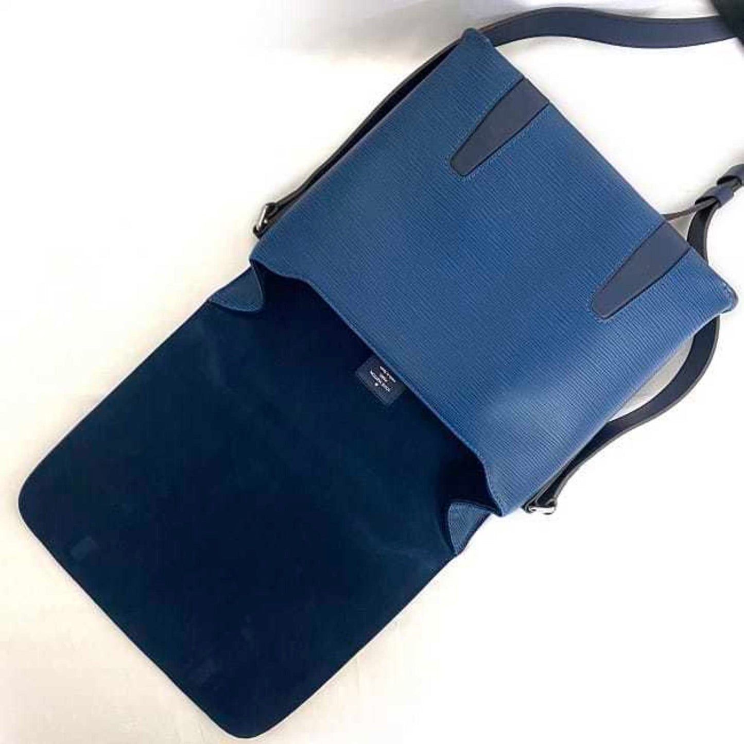 Louis Vuitton Blue Leather Messenger Bag Shoulder Bag