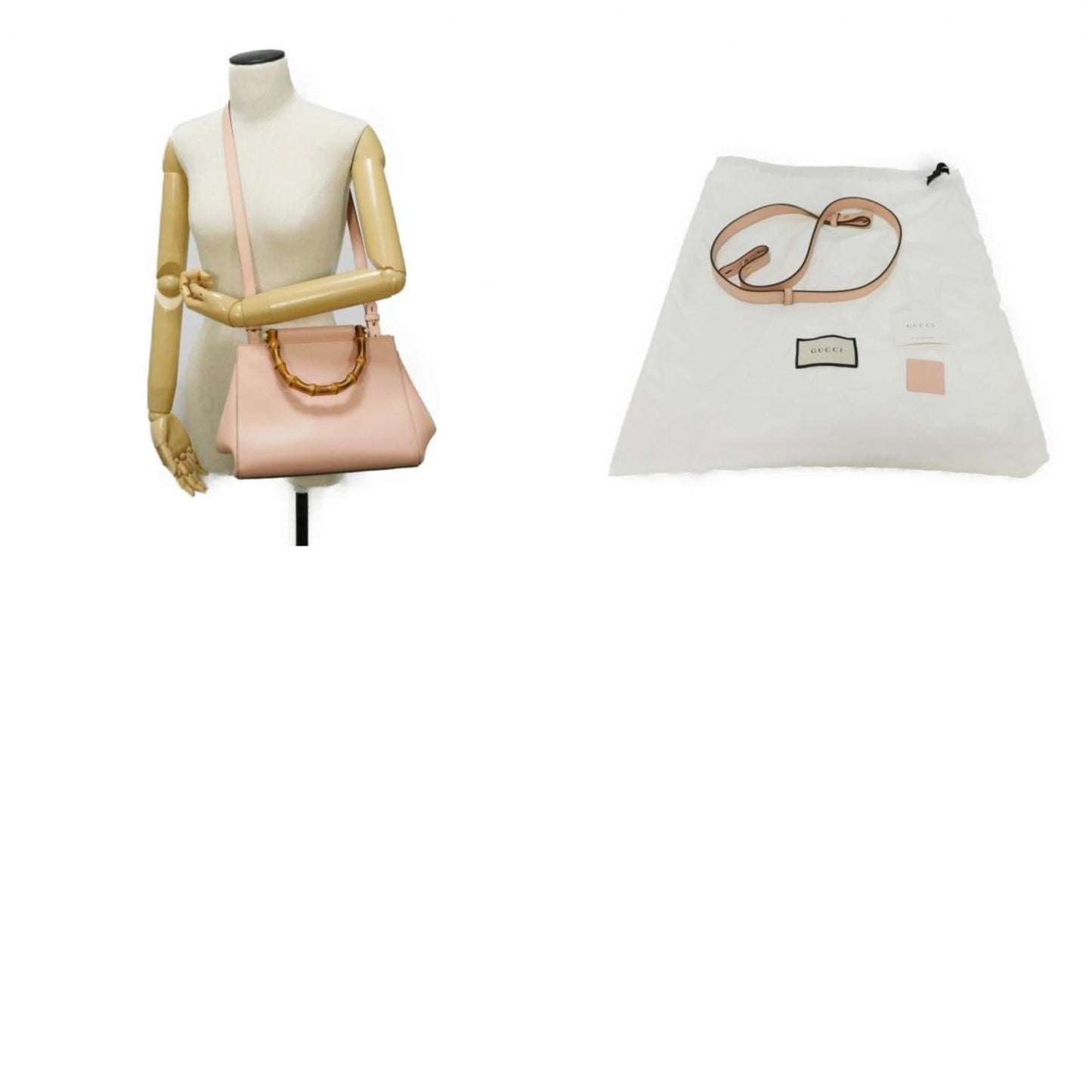 Gucci Light Pink Bamboo Leather Handbag