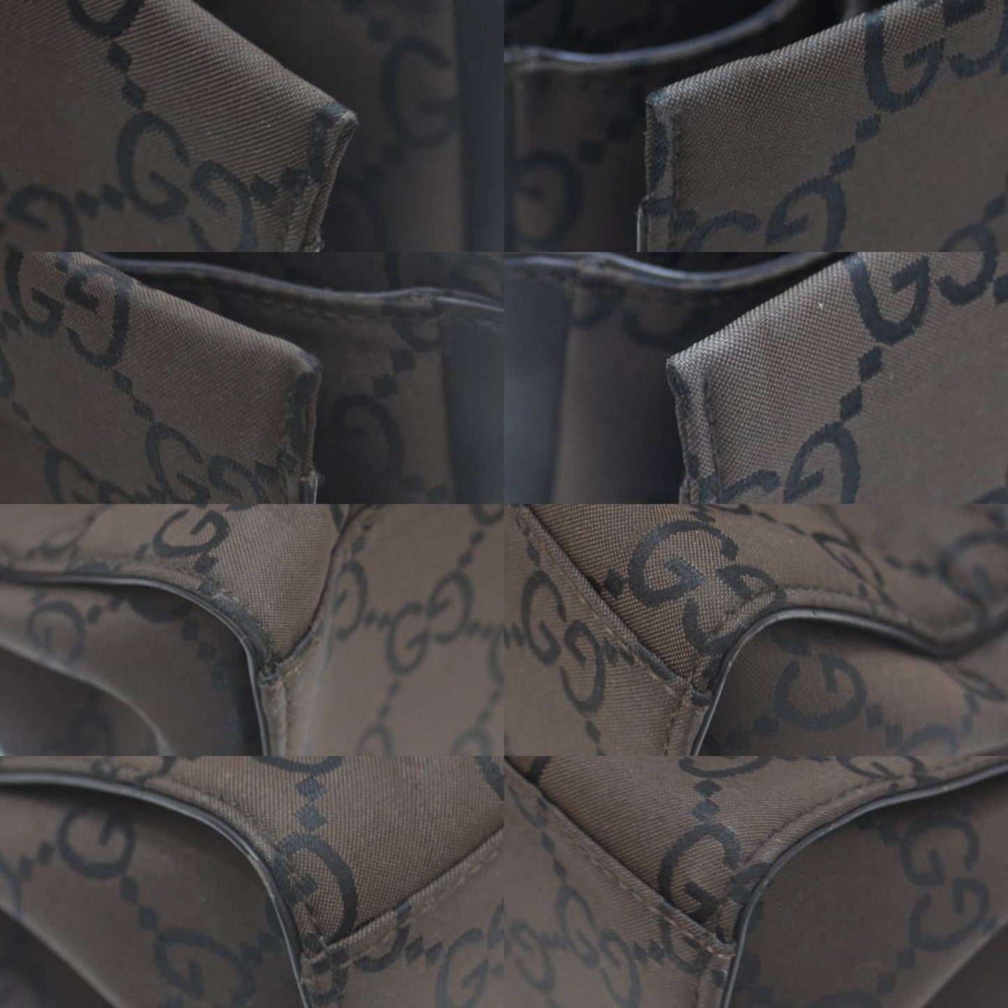Gucci Dark Brown Canvas Leather Tote Bag