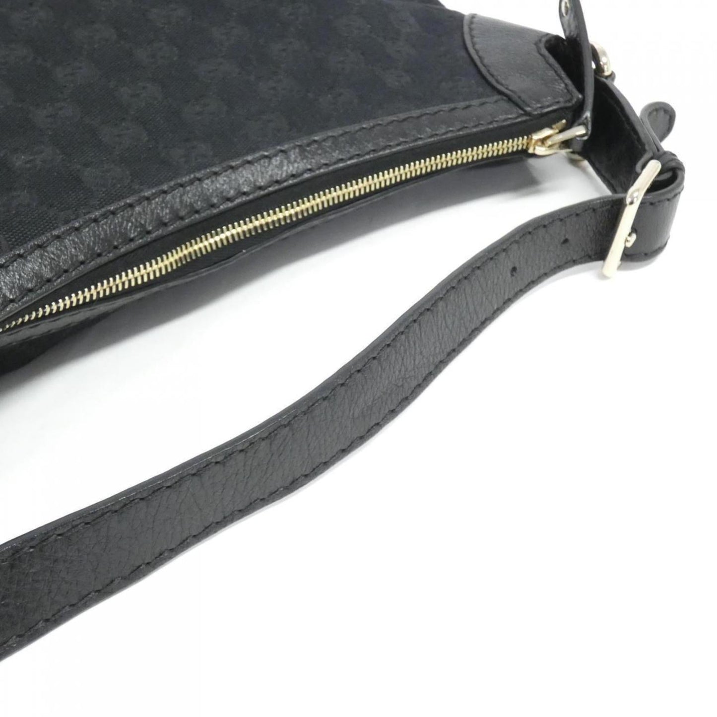 Gucci Black Gg Canvas Leather Shoulder Bag