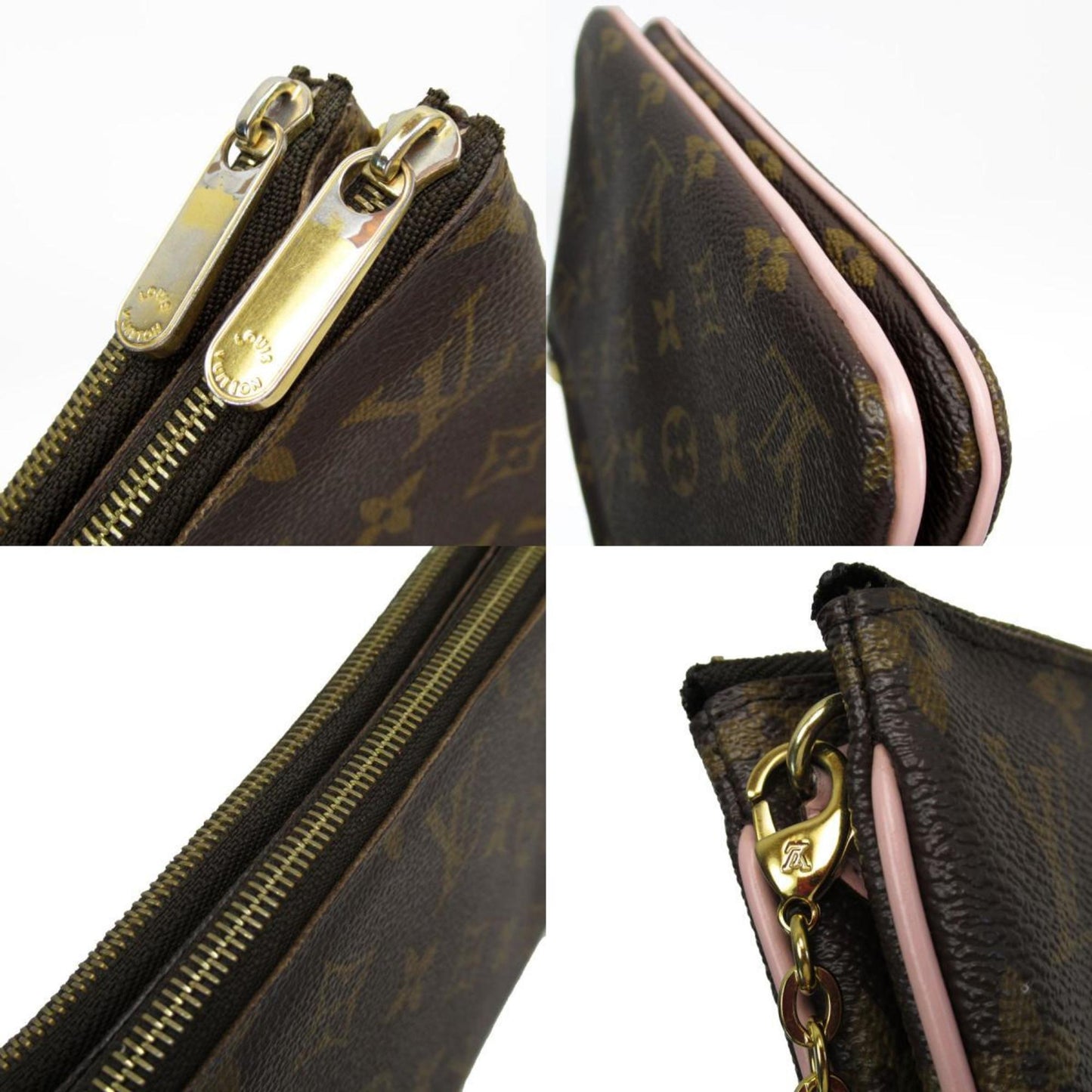 Louis Vuitton Brown Pink Red Color Monogram Pochette Shoulder Bag
