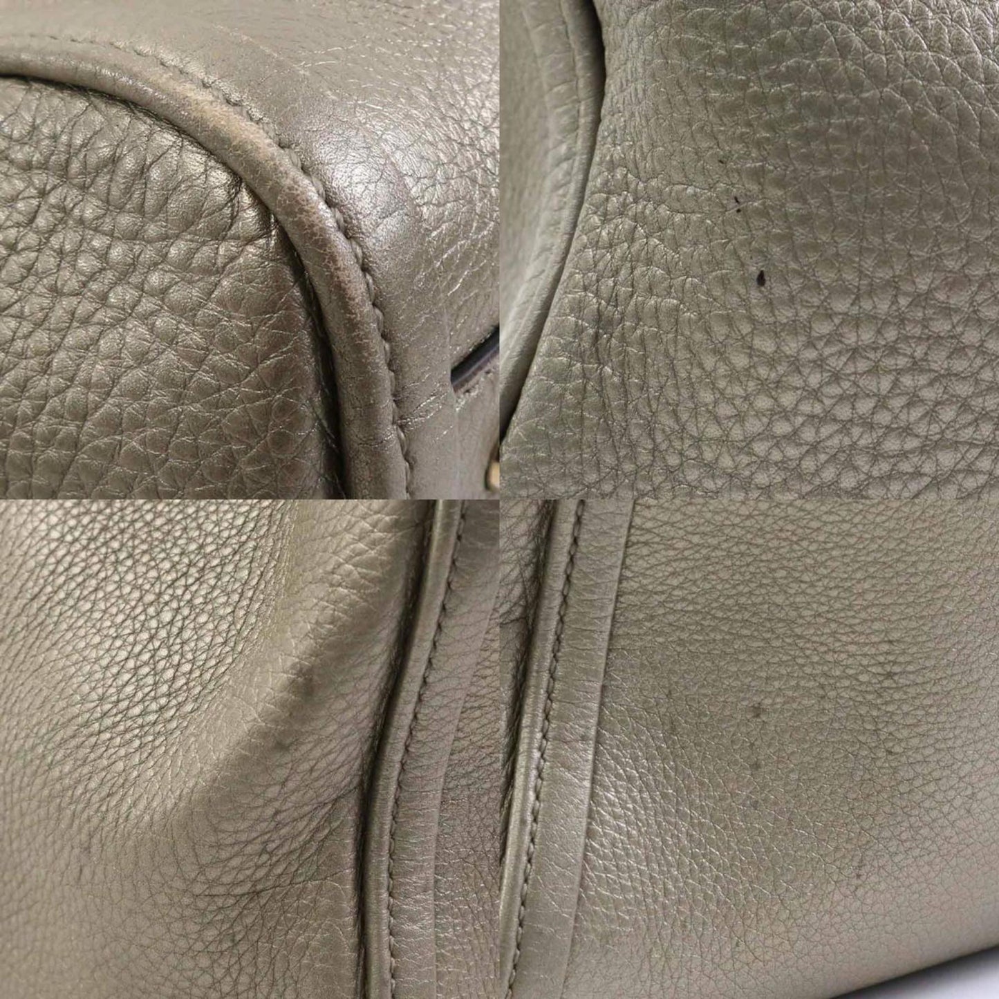 Gucci Metallic Gray Leather Handbag Shoulder Bag
