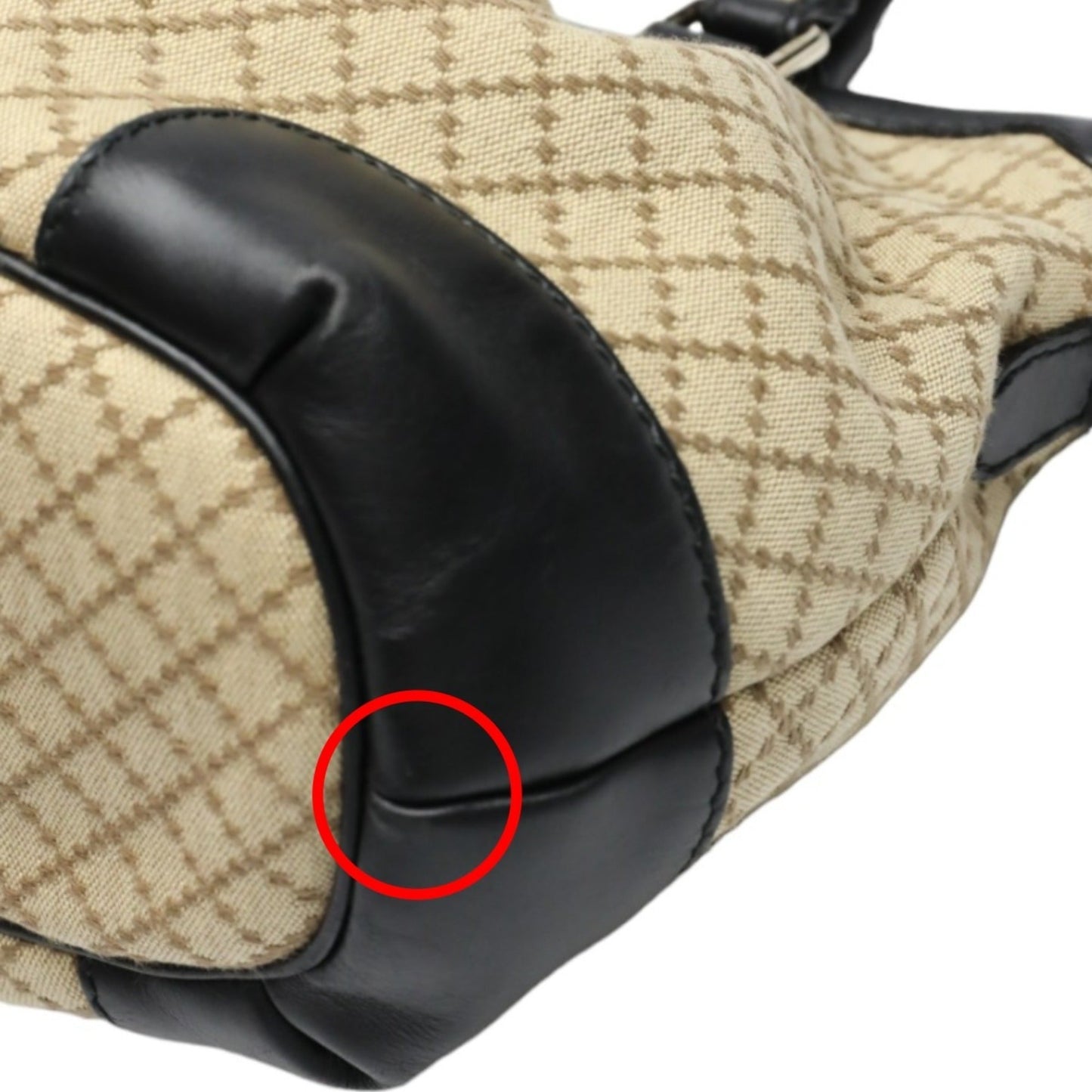 Gucci Beige Black Canvas Shoulder Bag