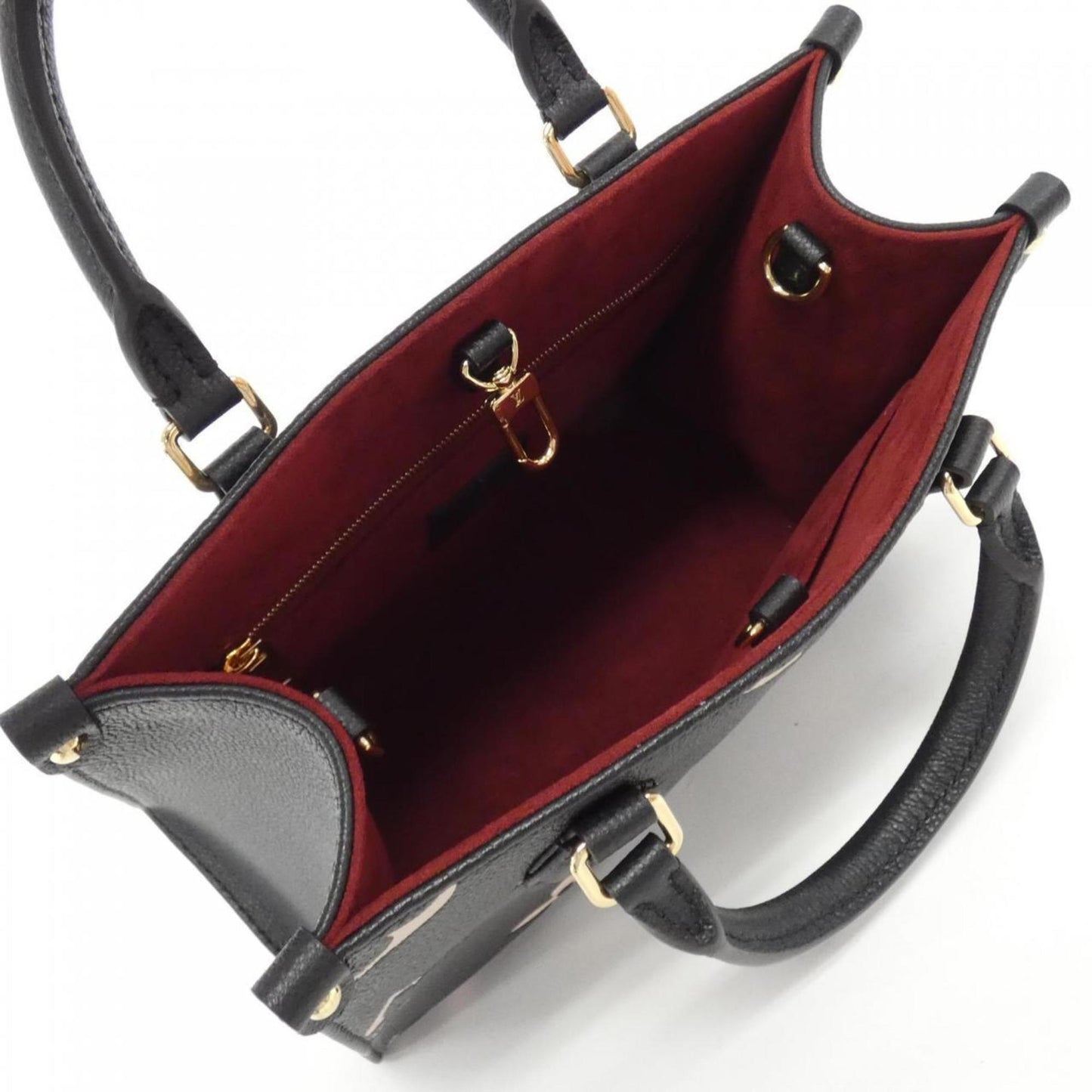 Louis Vuitton Beige Black Leather Handbag Shoulder Bag Tote Bag
