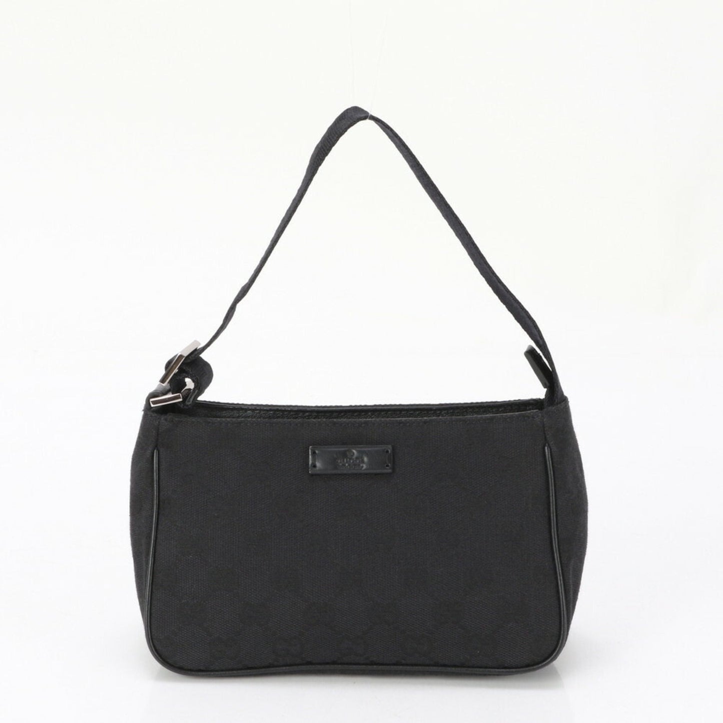 Gucci Gg Canvas Black Leather Canvas Handbag Tote Bag ()