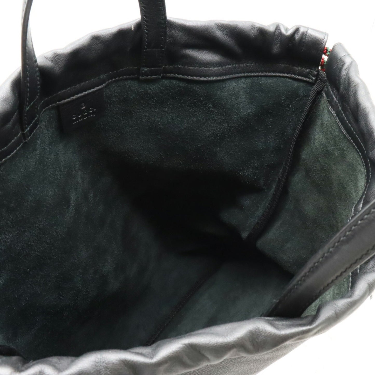 Gucci Black Green Red Color Leather Backpack Pouch Tote Bag