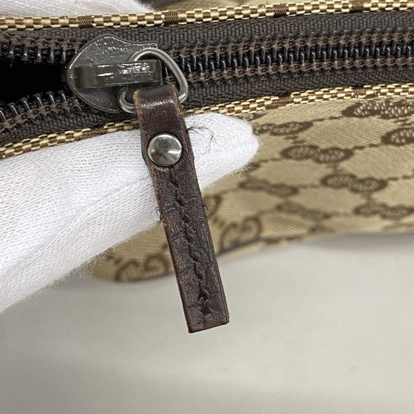 Gucci Brown Canvas Leather Pouch