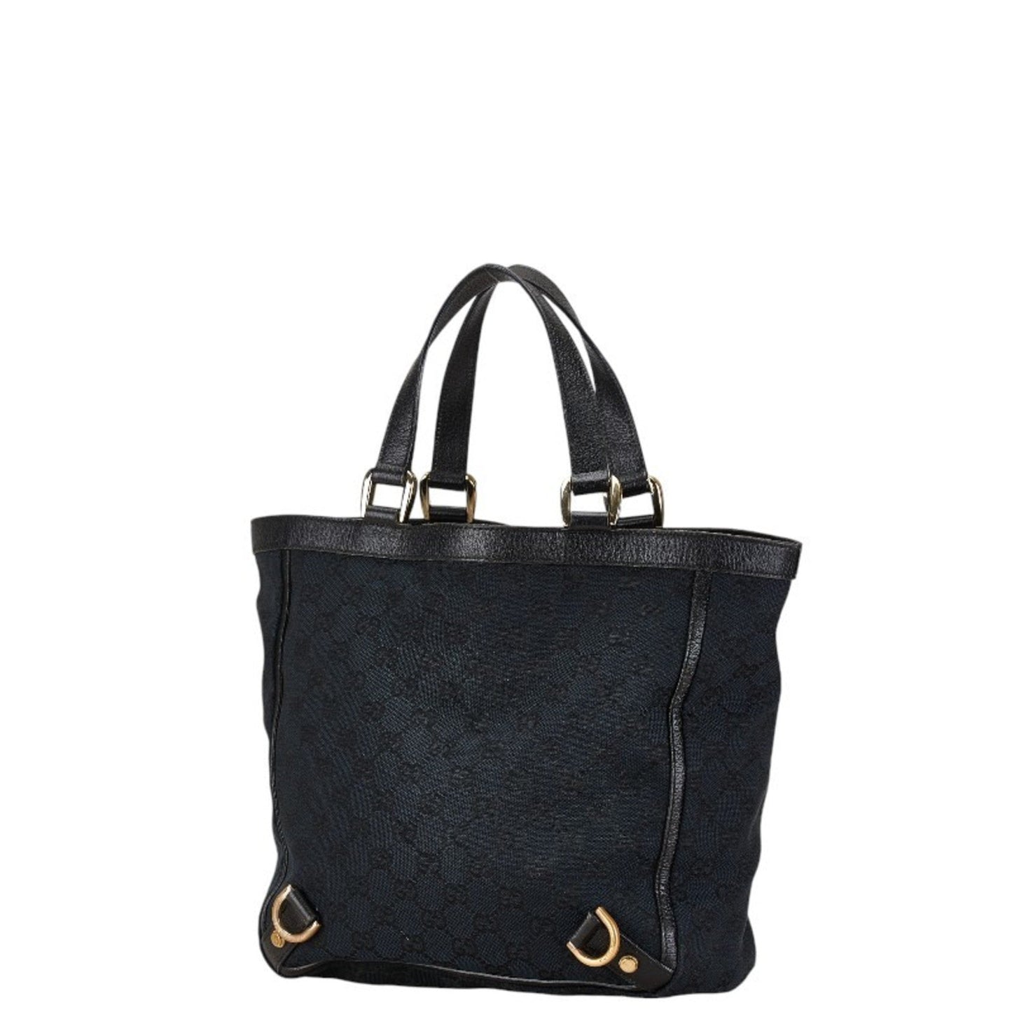 Gucci Black Canvas Leather Handbag Tote Bag
