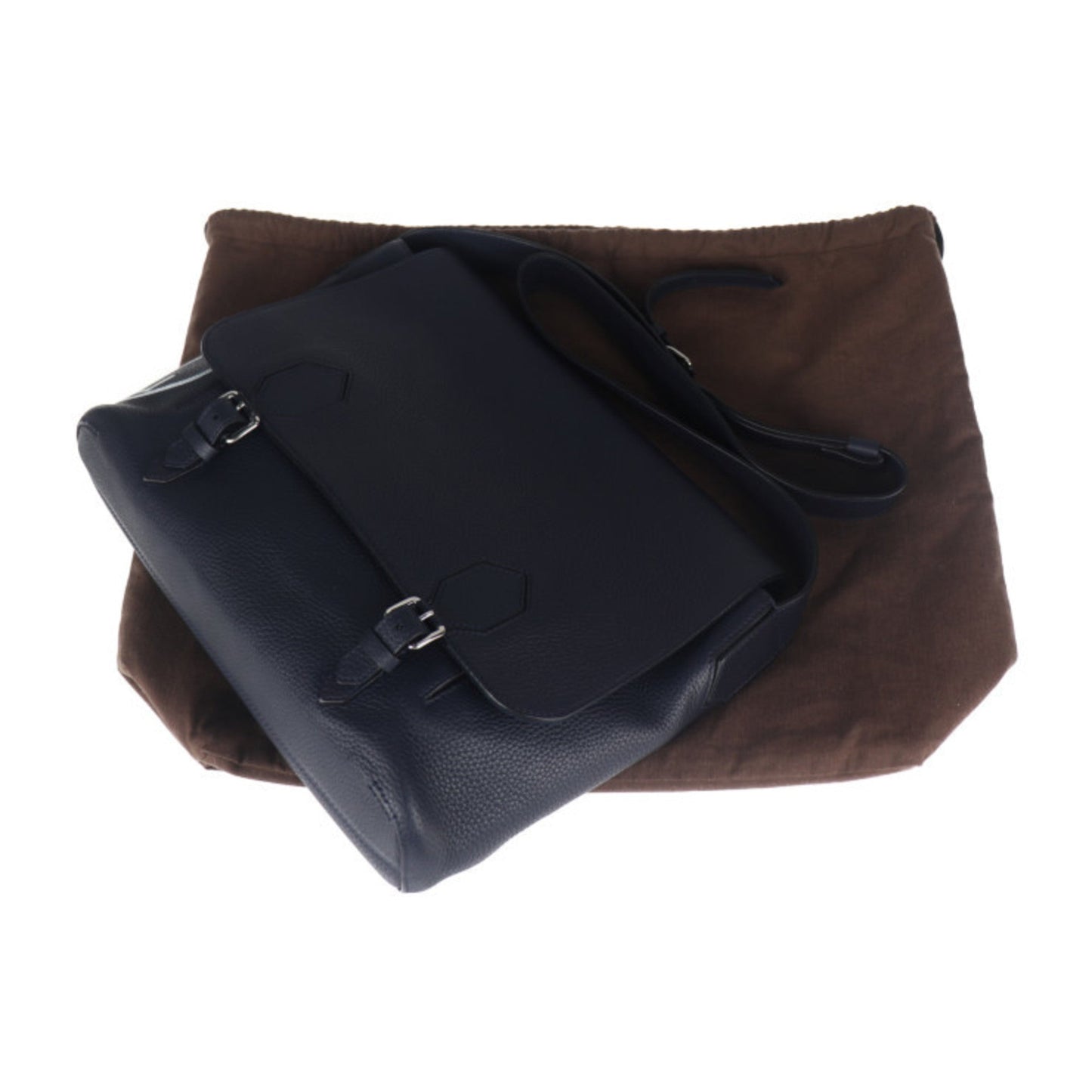 Louis Vuitton Navy Leather Handbag Shopping Bag Shoulder Bag Tote Bag
