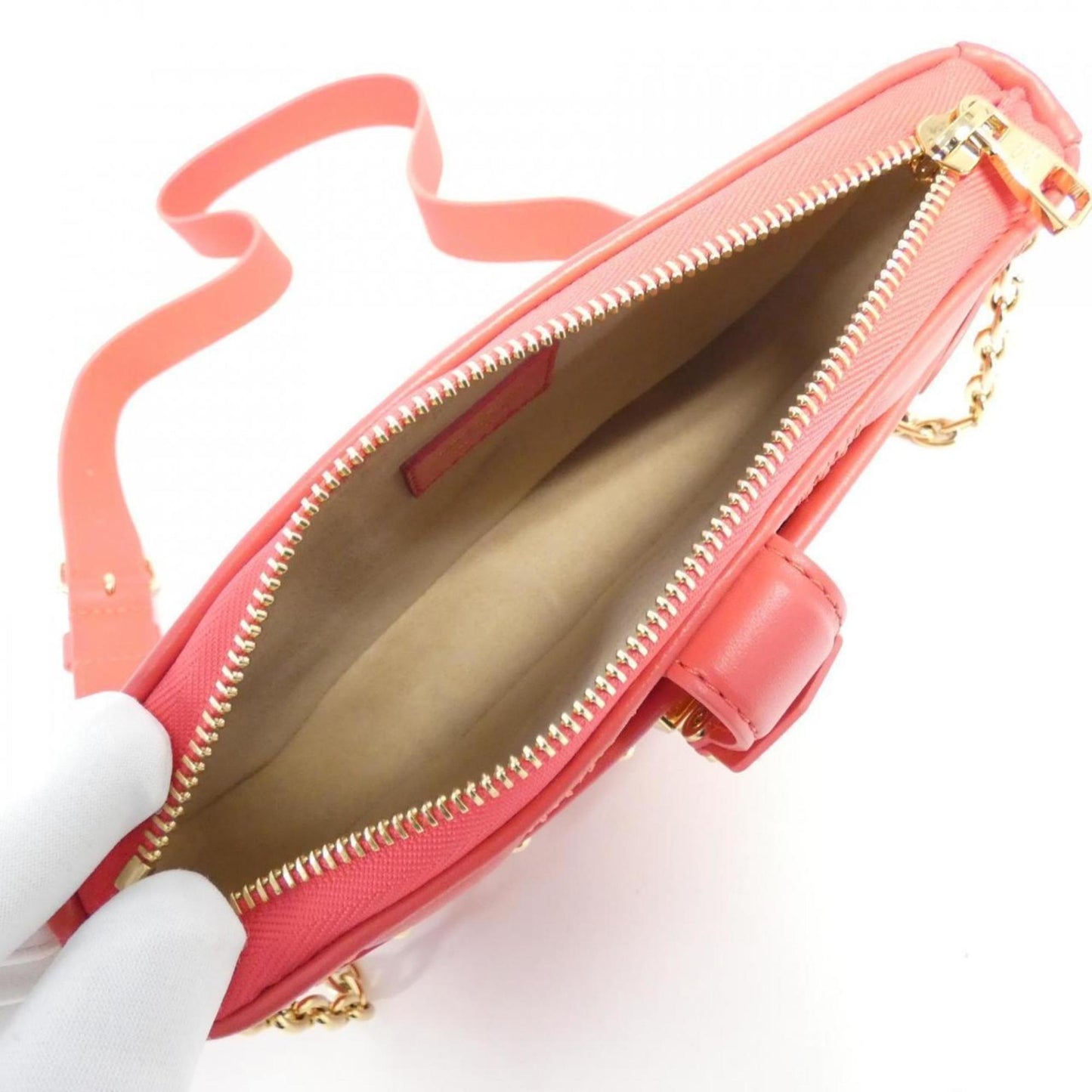 Louis Vuitton Rose Leather Pochette Shoulder Bag