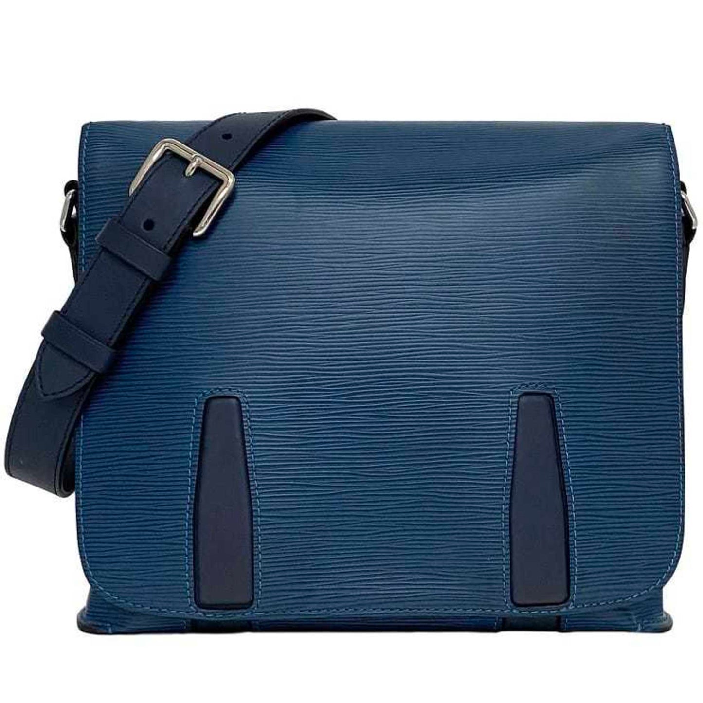 Louis Vuitton Blue Leather Messenger Bag Shoulder Bag