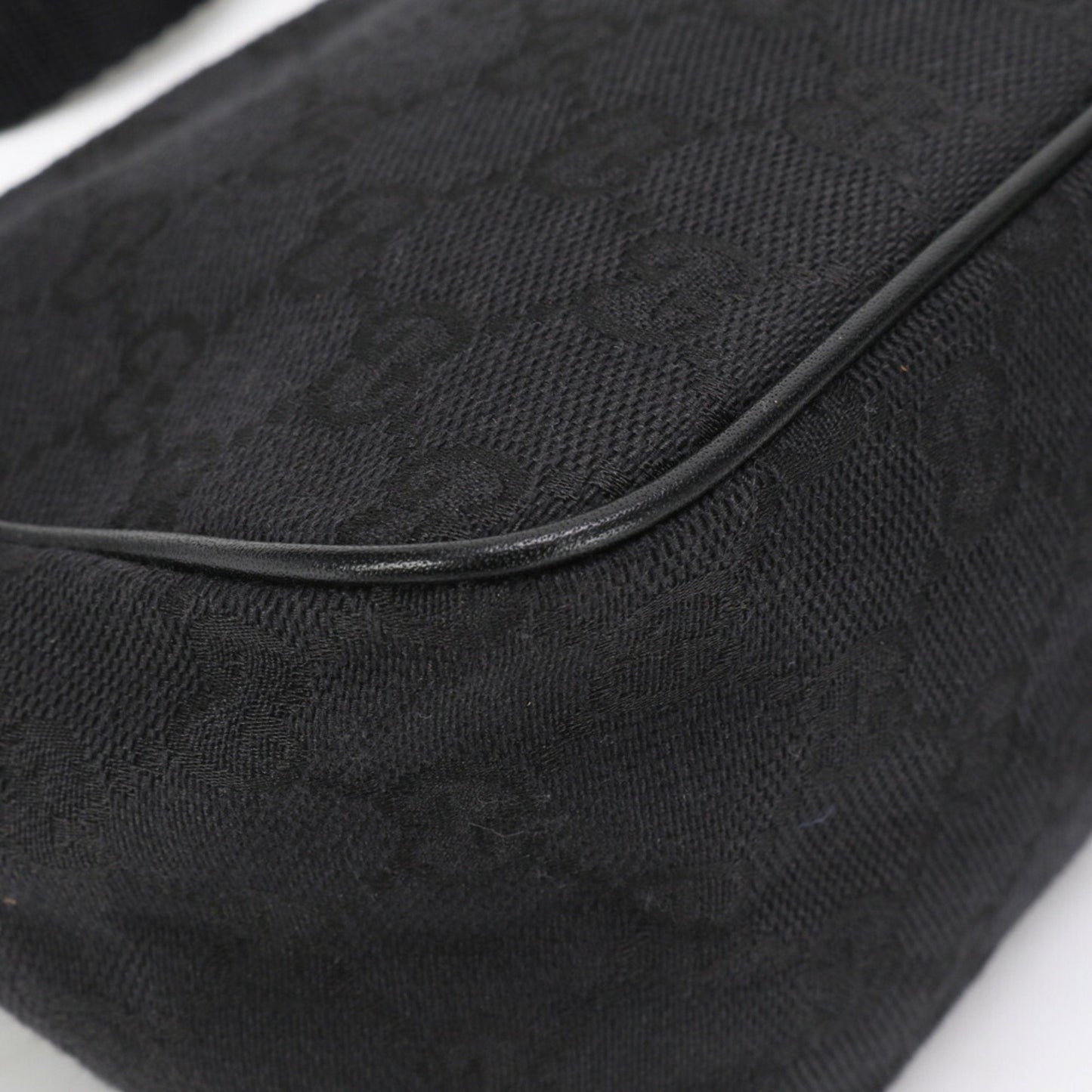 Gucci Gg Canvas Black Leather Canvas Handbag Tote Bag