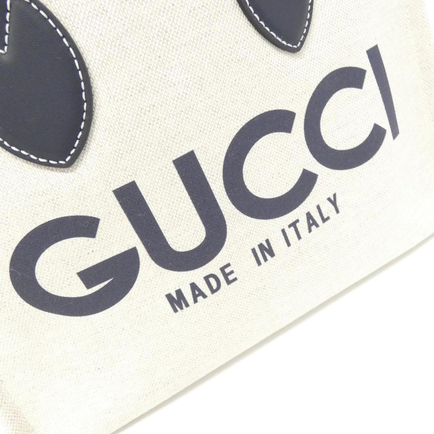 Gucci Beige Black Cotton Leather Handbag