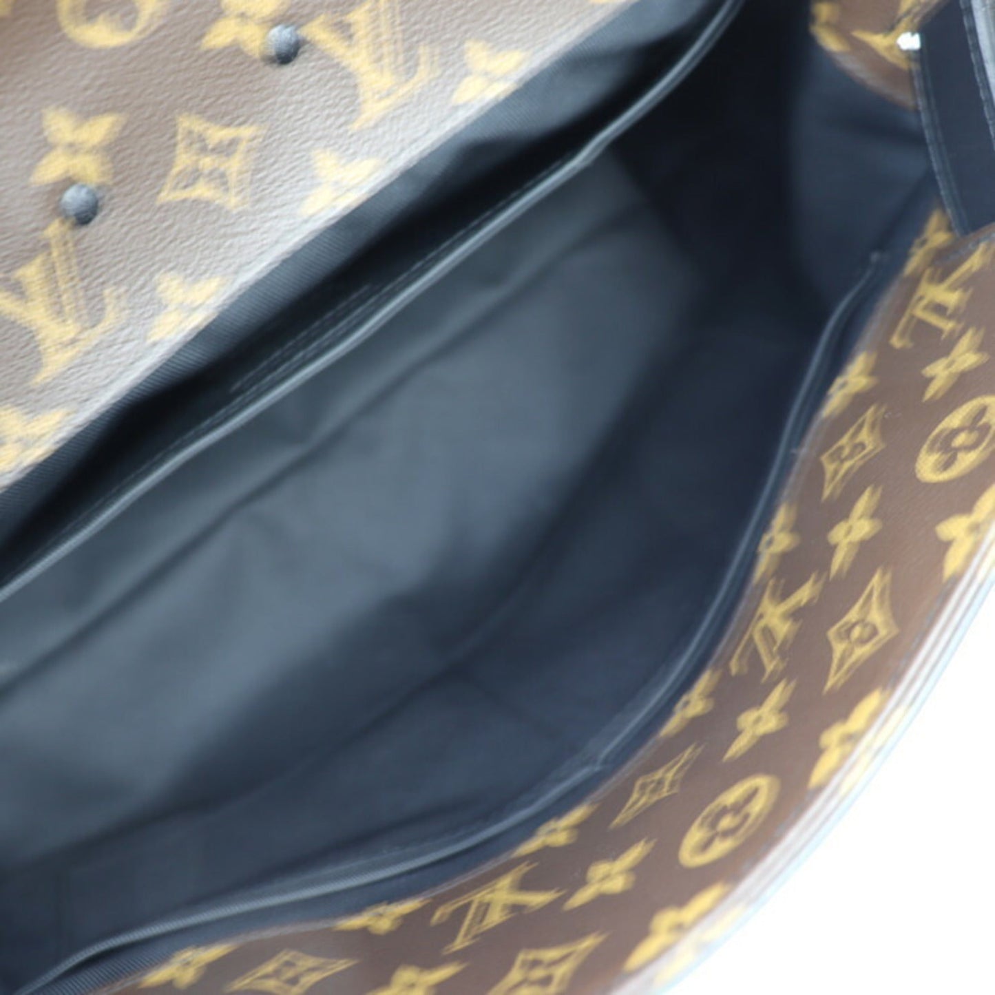 Louis Vuitton Black Brown Monogram Canvas Leather Handbag Shoulder Bag Tote Bag
