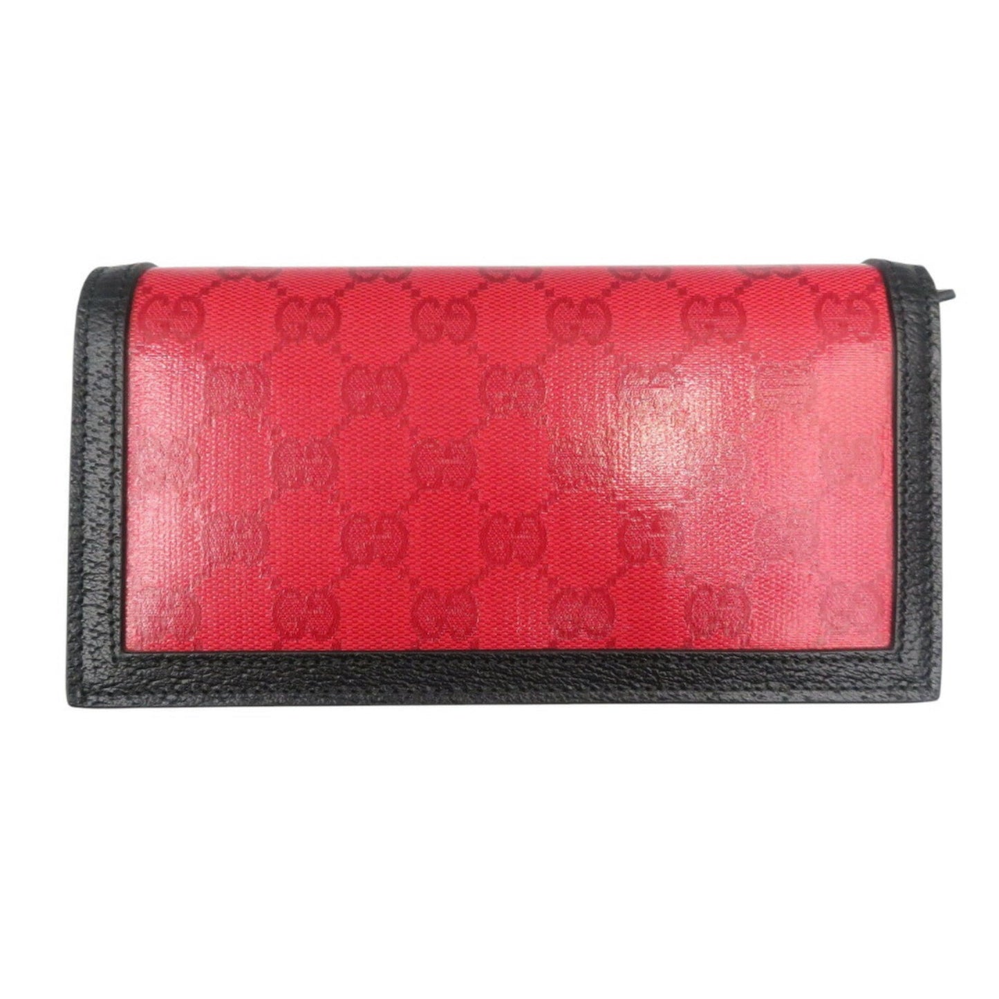 Gucci Black Red Color Gg Crystal Chain/Shoulder Wallet